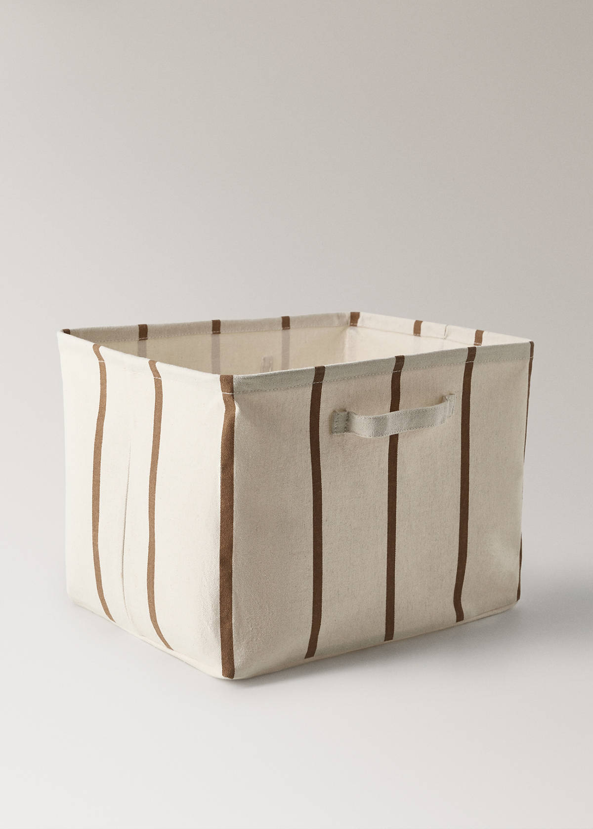 Textile basket with striped design — White