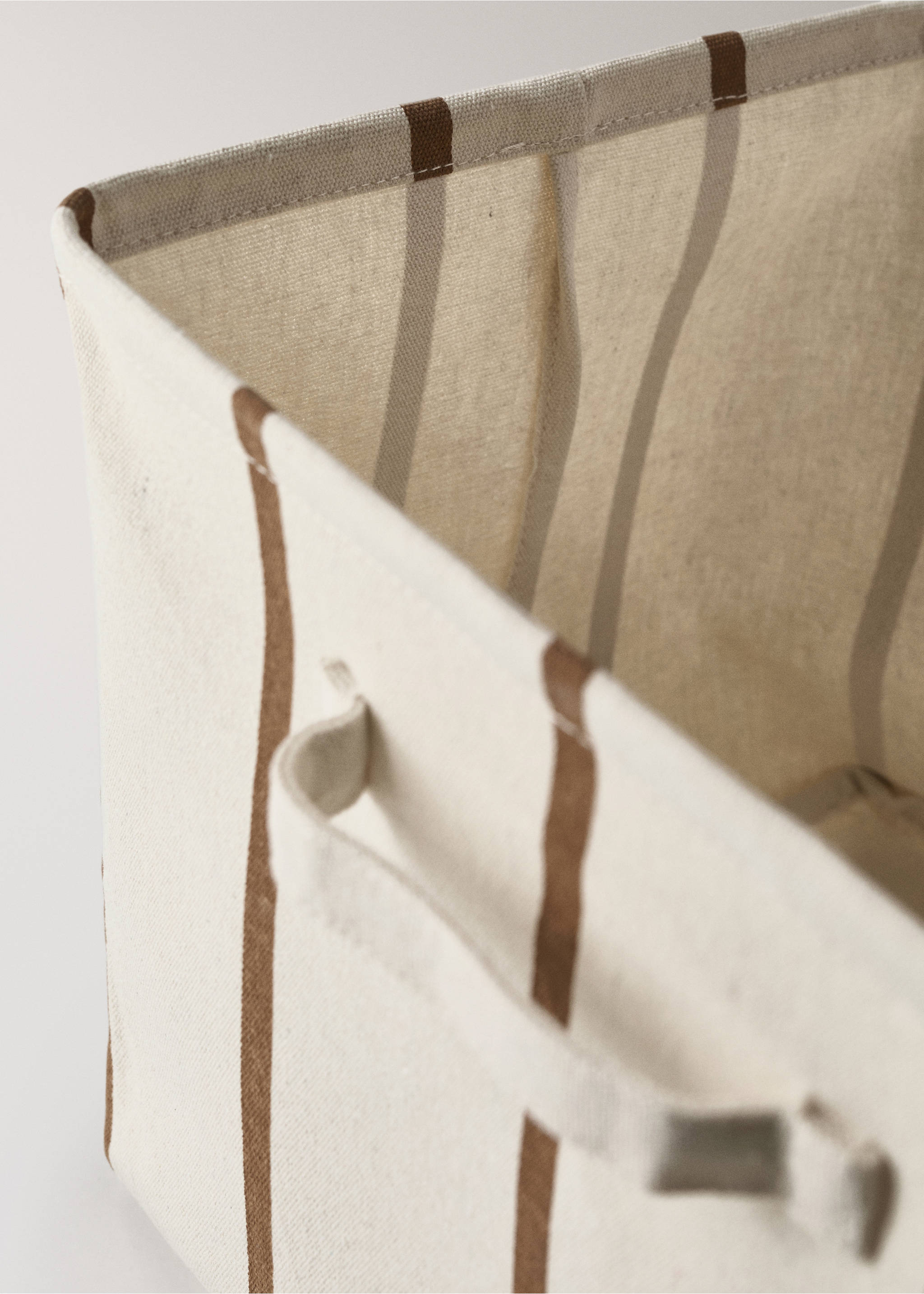 Textile basket with striped design - Details of the article 3, White. Ref: 27003305-00.