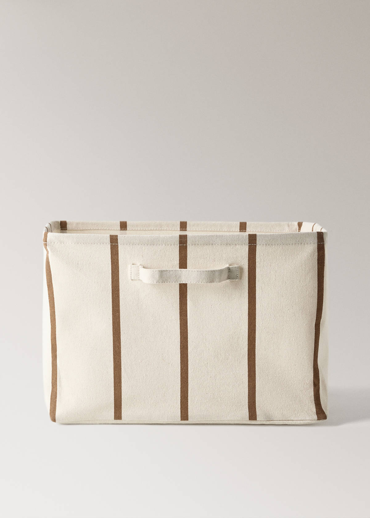 Textile basket with striped design — White