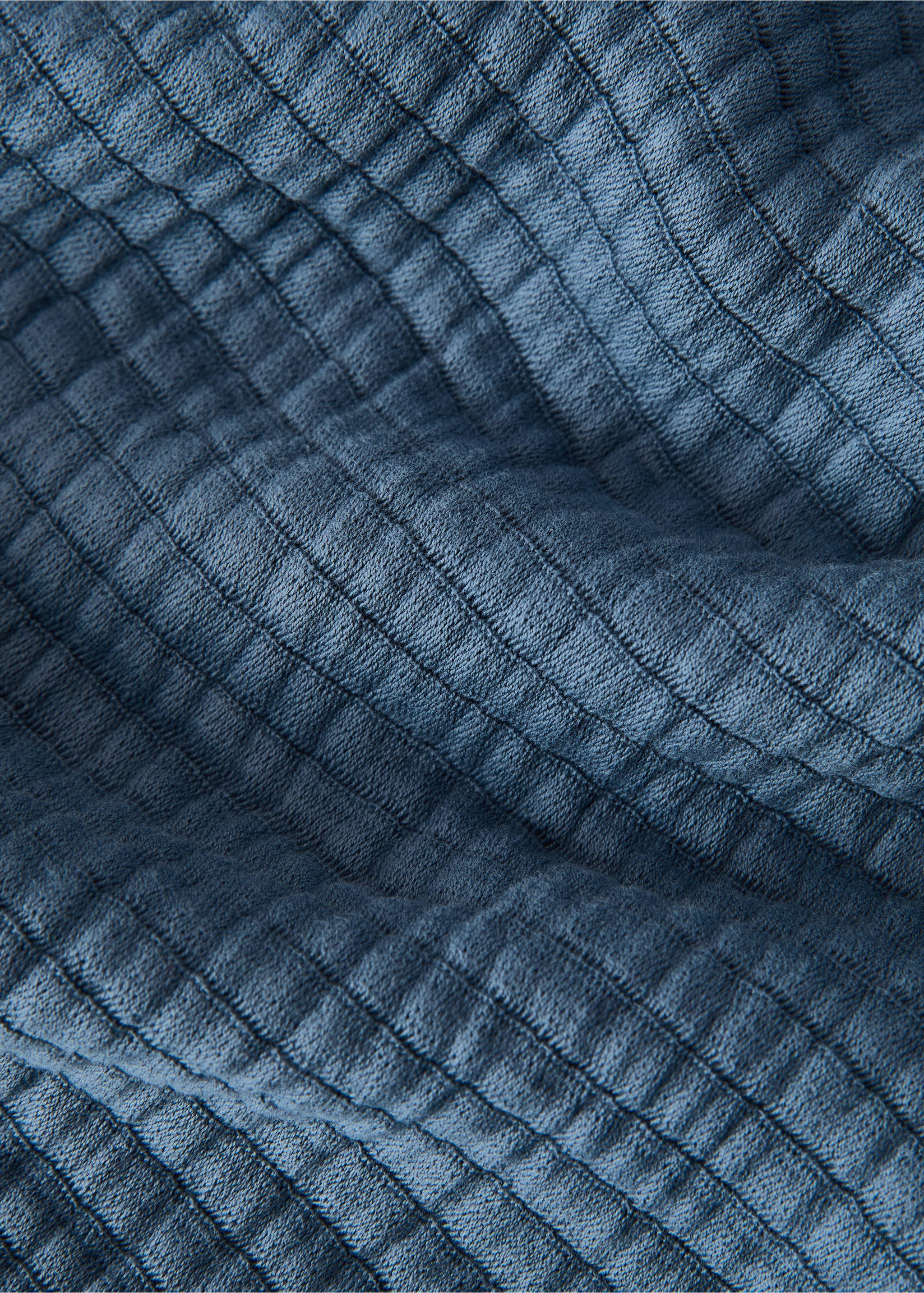 Jacquard cotton bedspread with geometric motif for 180/200 cm bed - Details of the article 2, Blue. Ref: 27003307-00.