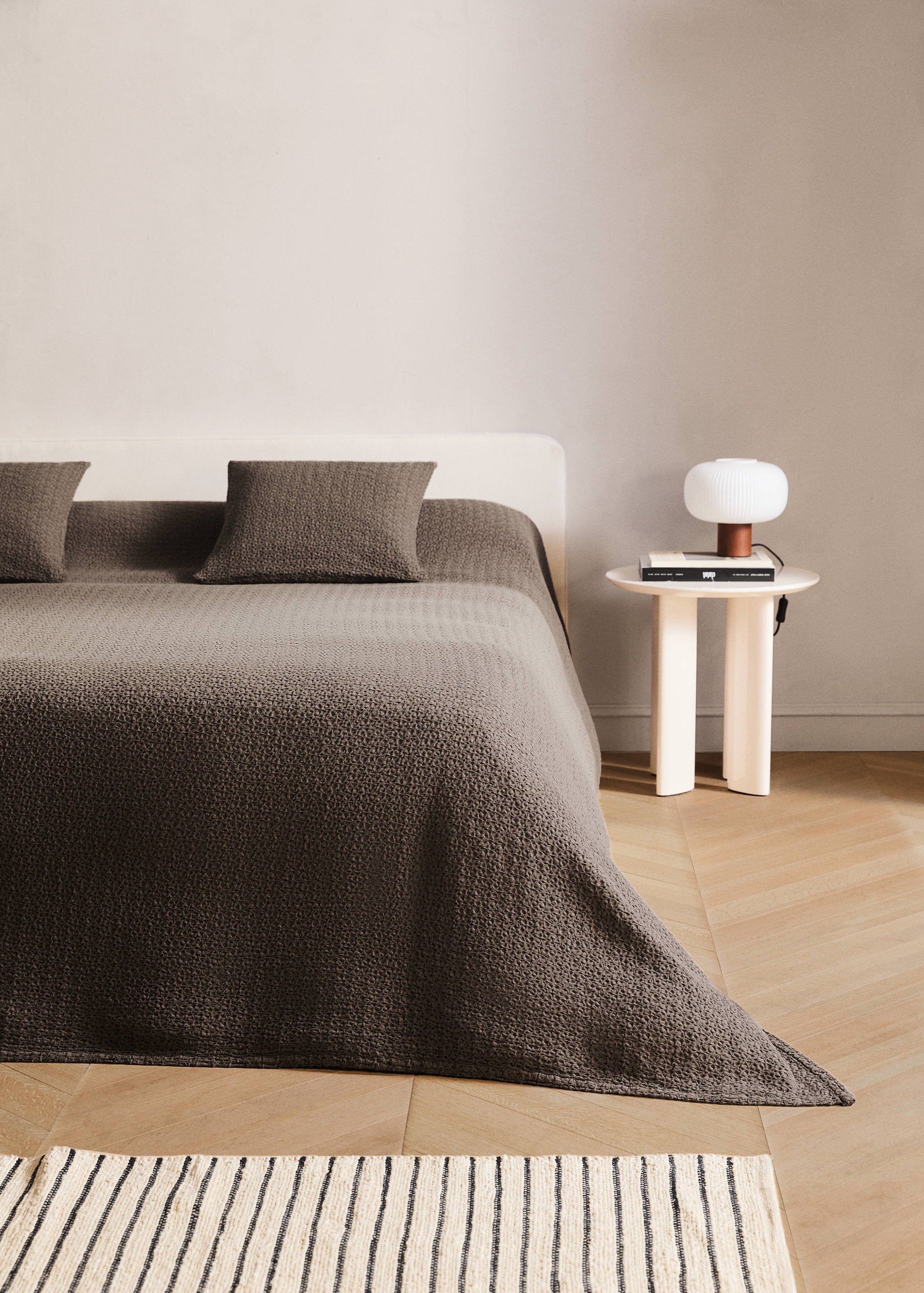 Waffle cotton garment-dyed bedspread for 135/140cm bed - General plane