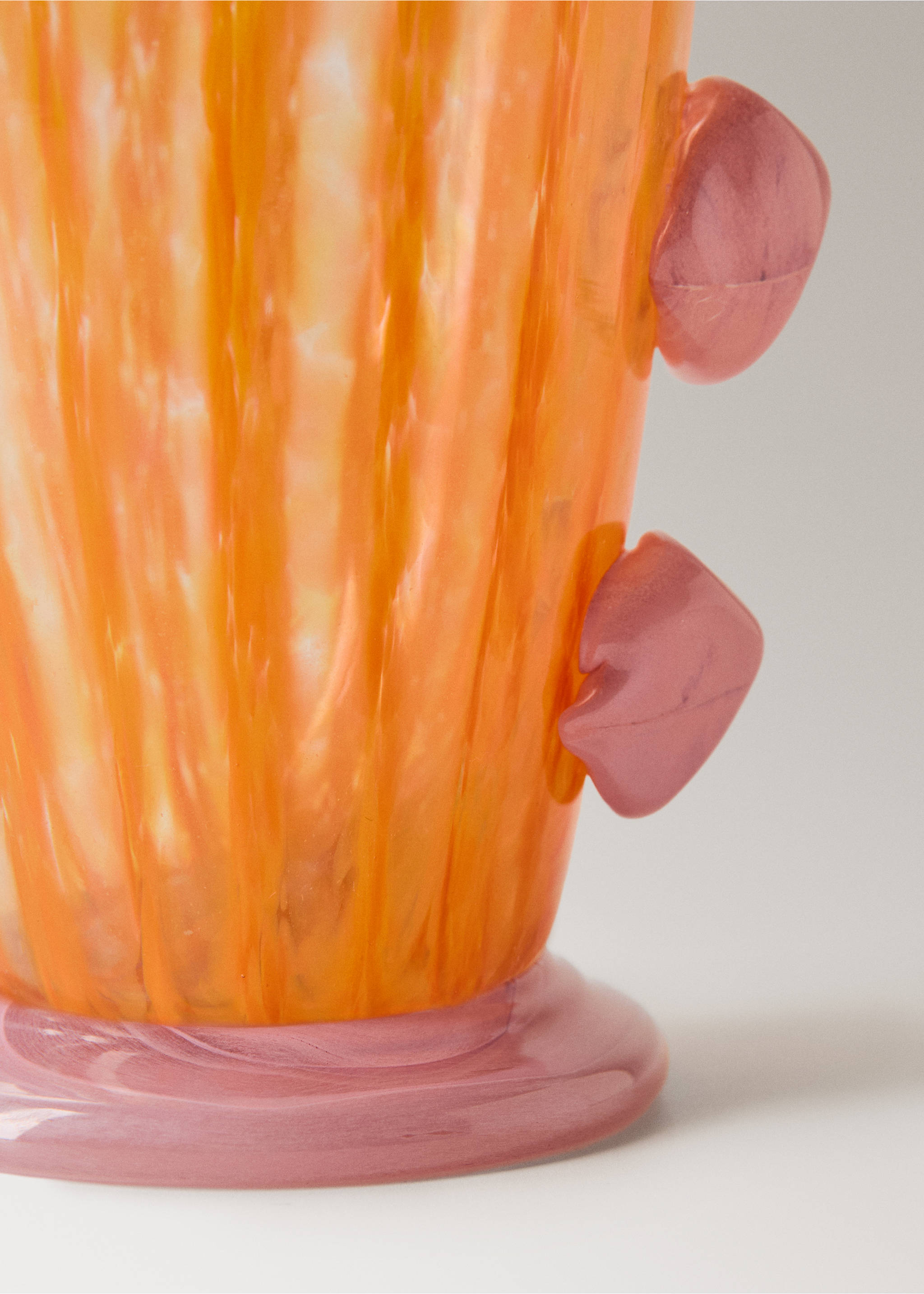 Kolorowy wazon z dmuchanego szkła - Szczegóły artykułu 2, Jaskrawy pomarańczowy. Ref: 27003311-00.