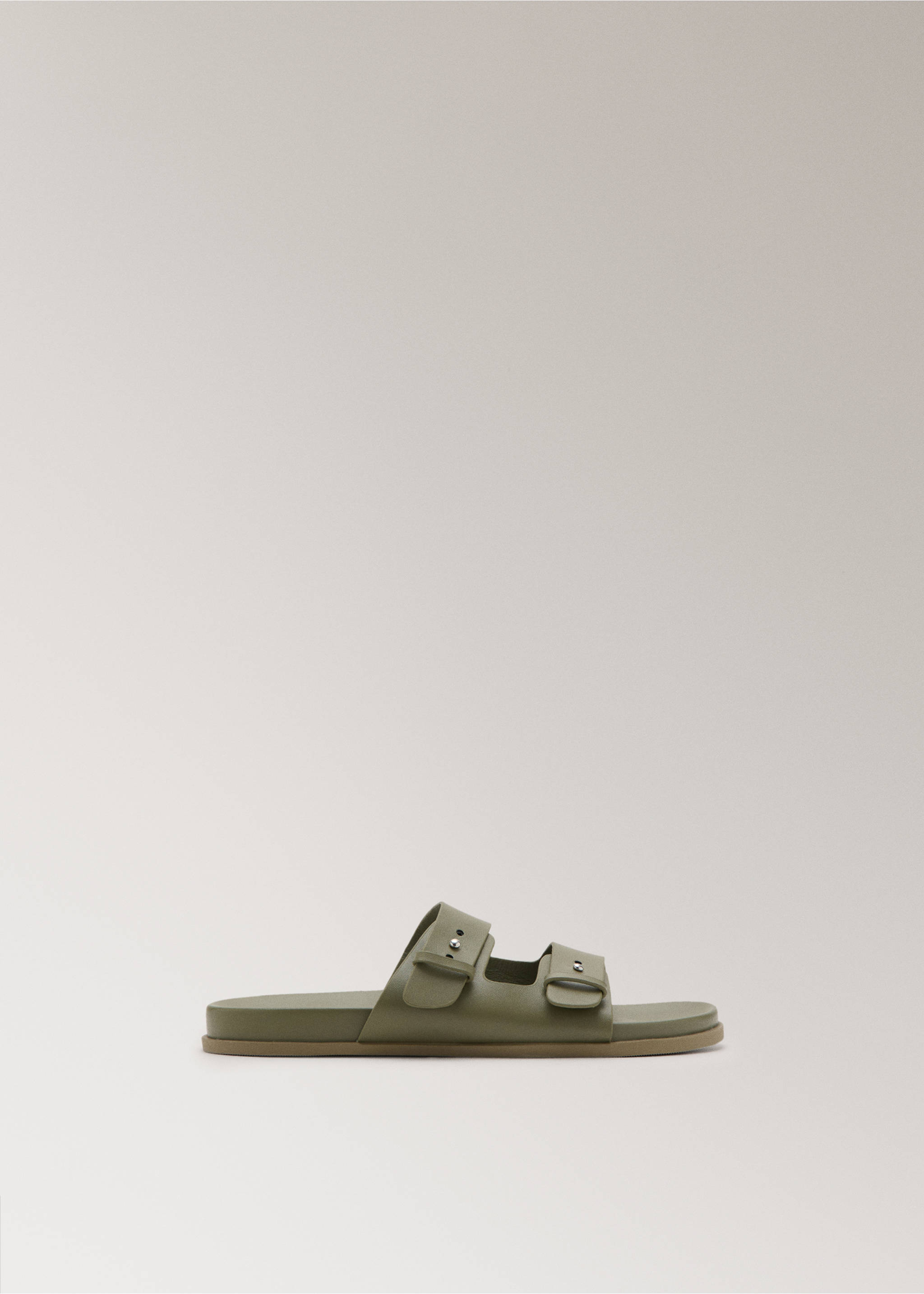 Double buckle leather sandals - Article without model, Khaki. Ref: 27003321-00.