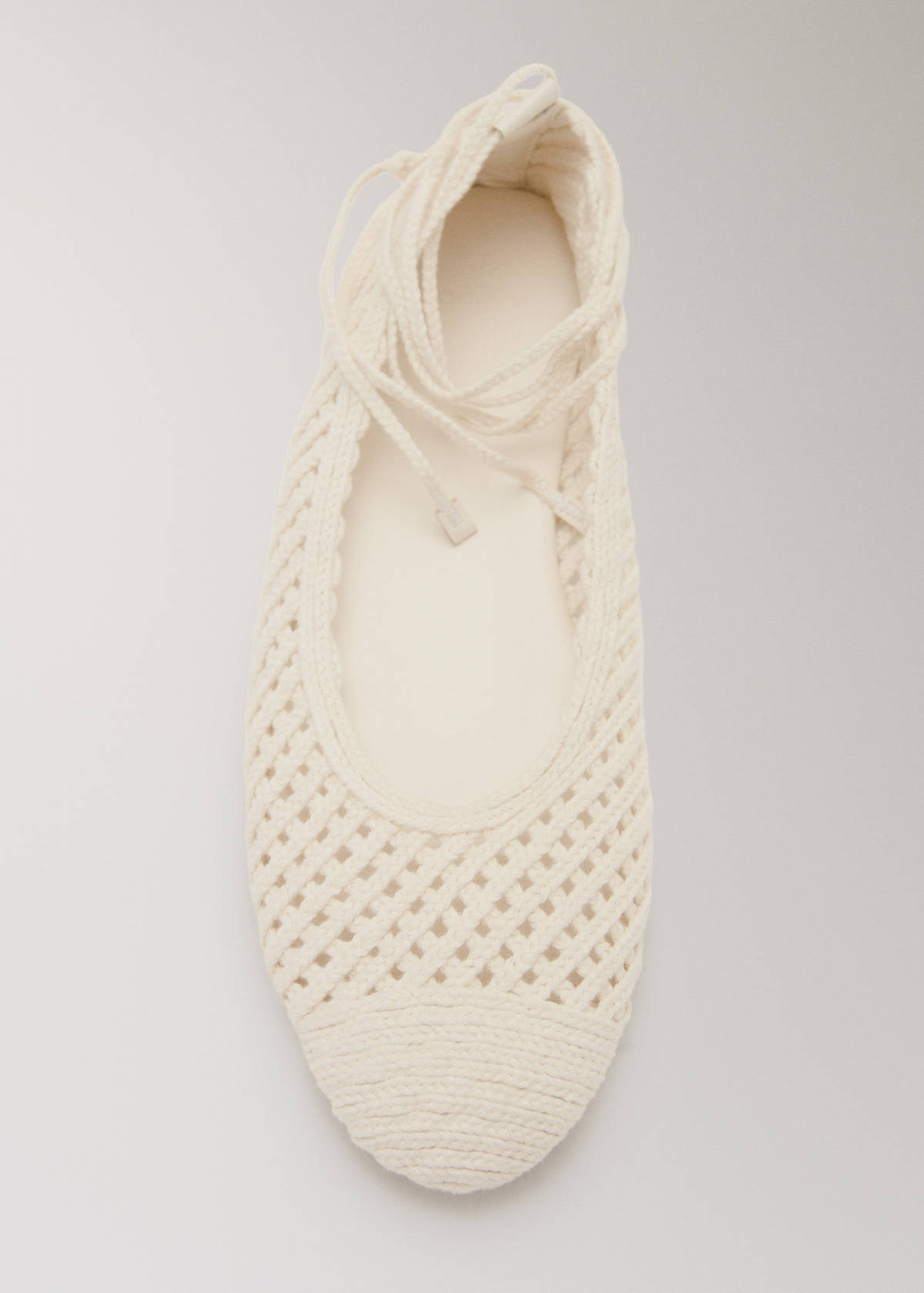 Woven strap ballerina flat — Off White