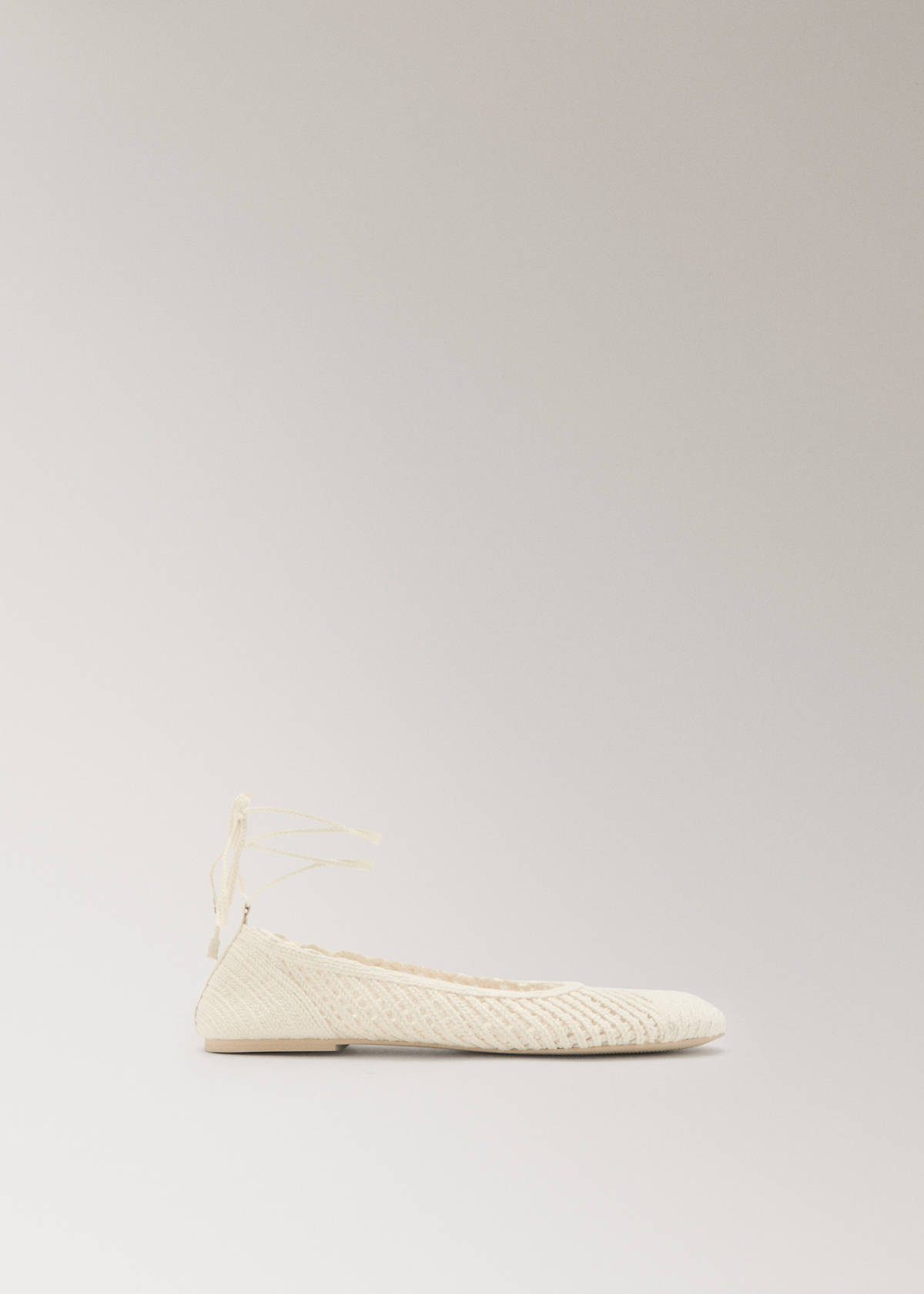 Woven strap ballerina flat — Off White