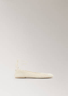 Woven strap ballerina flat — Off White 5