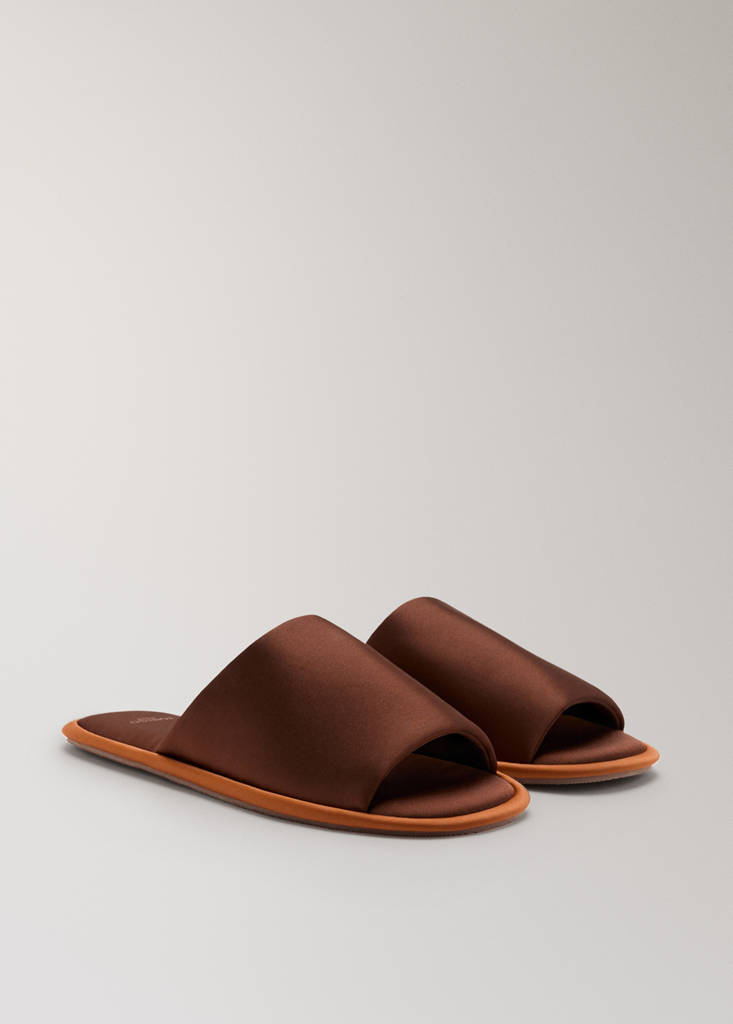 Satin trainers with contrast piping — Brown
