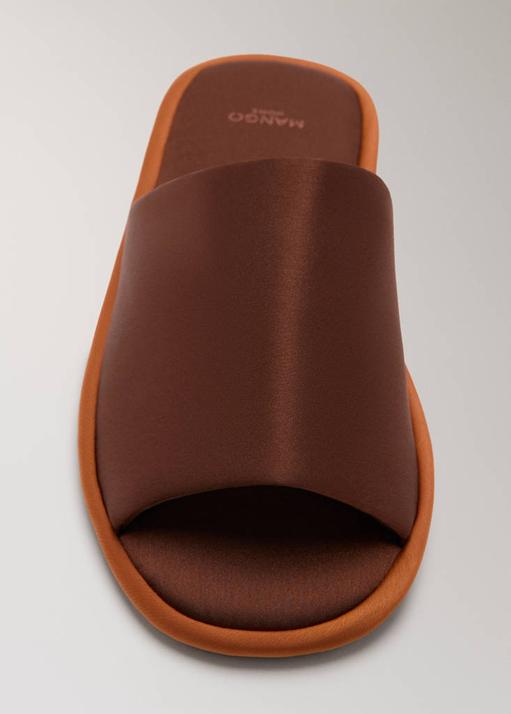 Satin trainers with contrast piping — Brown