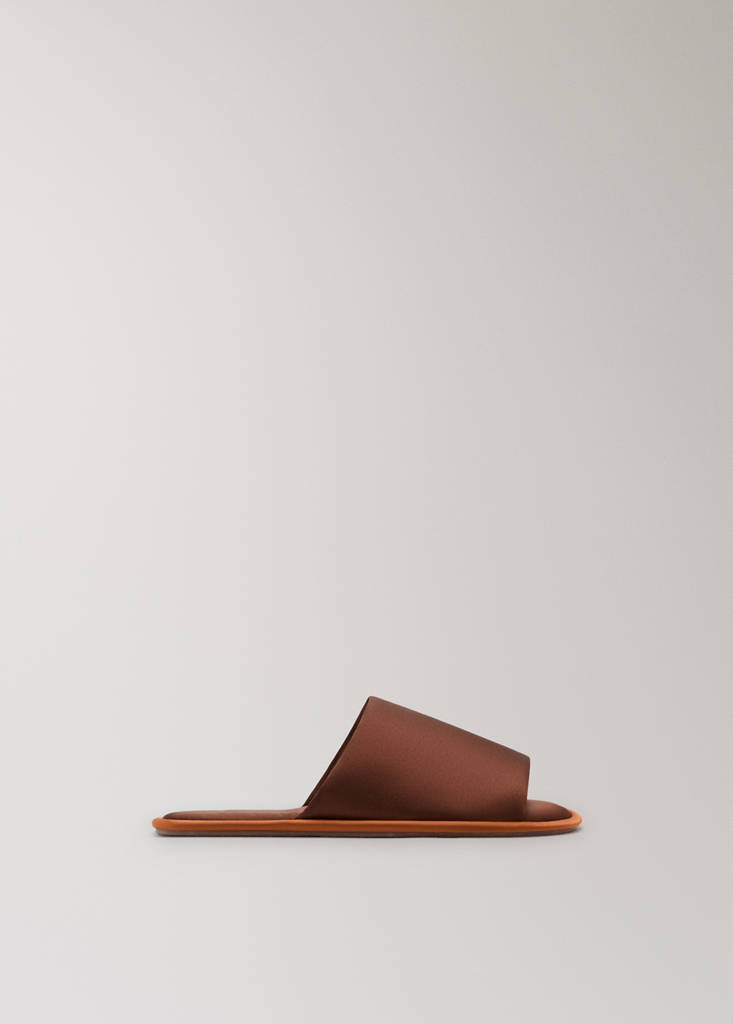 Satin trainers with contrast piping — Brown