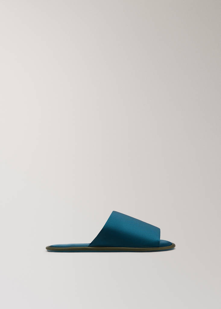 Satin trainers with contrast piping — Dark Navy