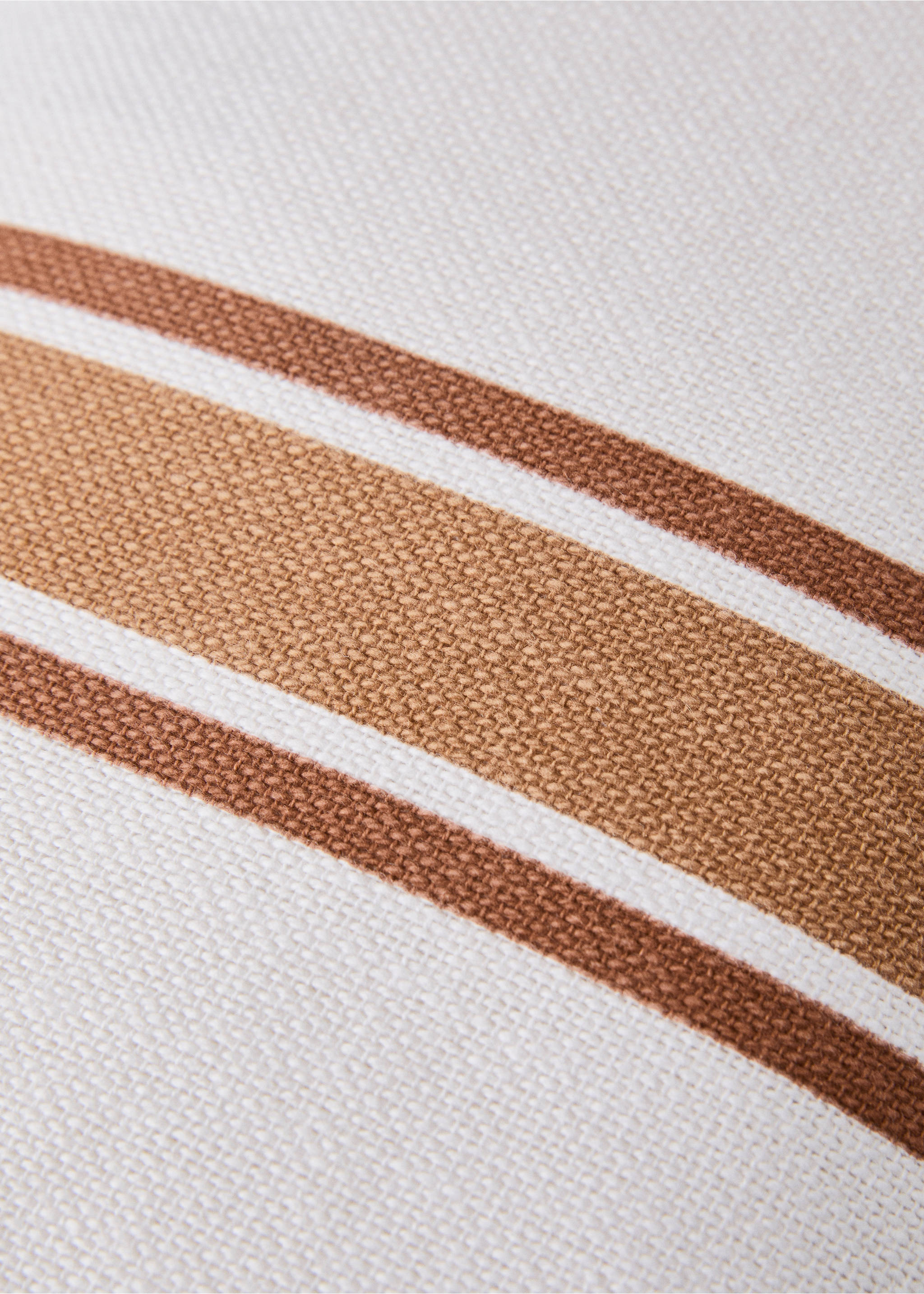 Cotton cushion cover with two-tone stripes 30x50 cm - Details of the article 3, Russet. Ref: 27003325-00.