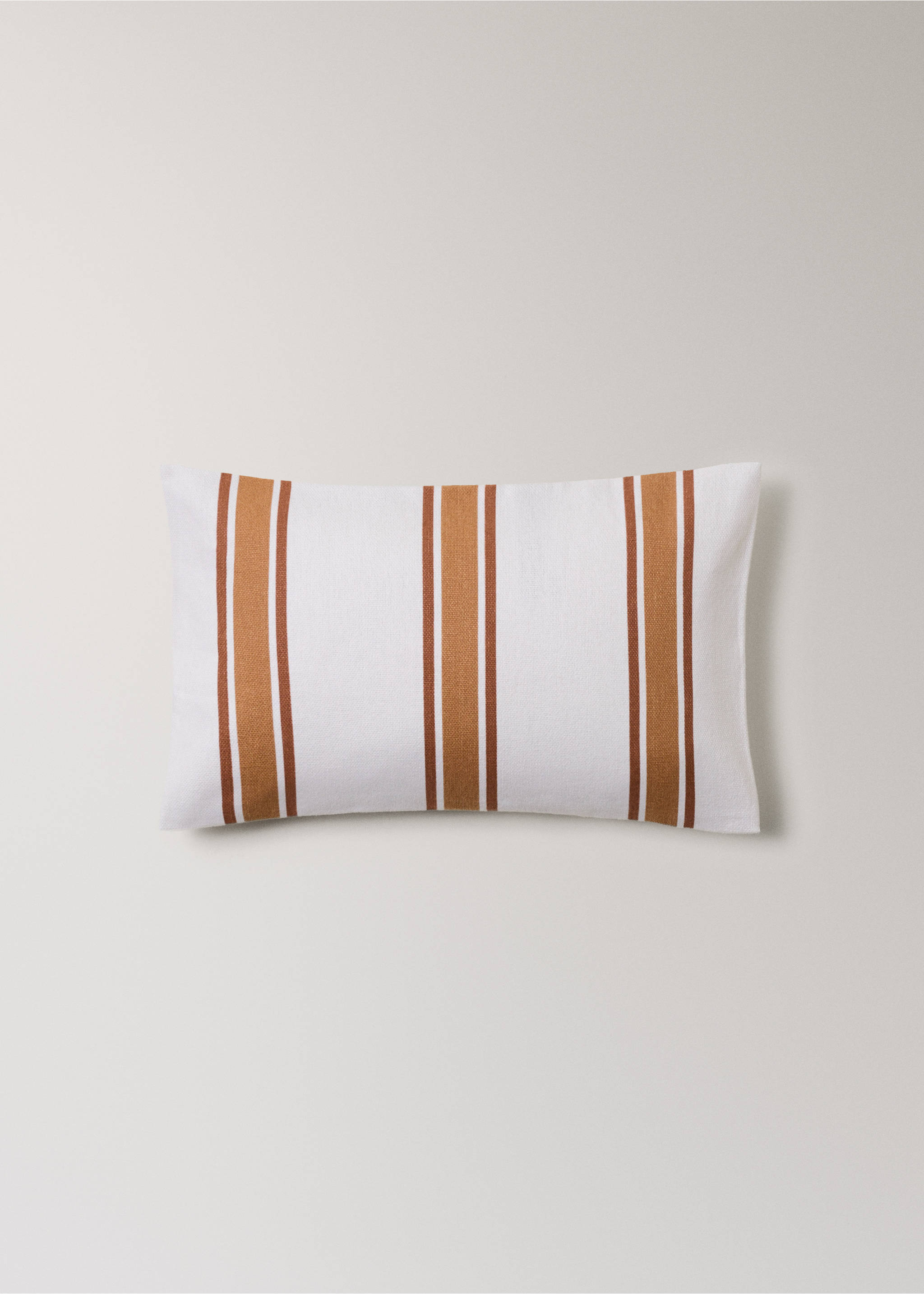 Cotton cushion cover with two-tone stripes 30x50 cm - Article without model, Russet. Ref: 27003325-00.