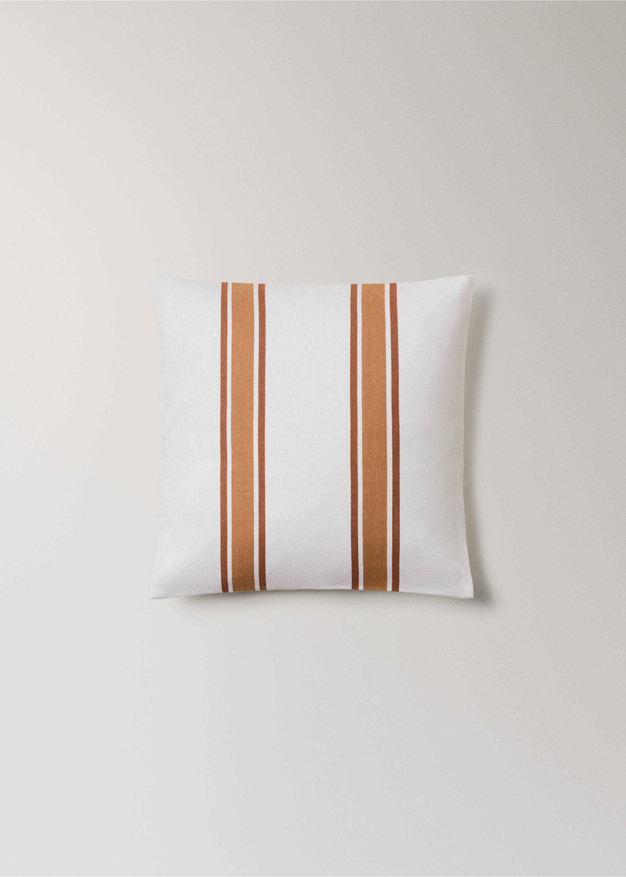 Cotton cushion cover with two-tone stripes 45x45 cm - Article without model, Russet. Ref: 27003326-00.