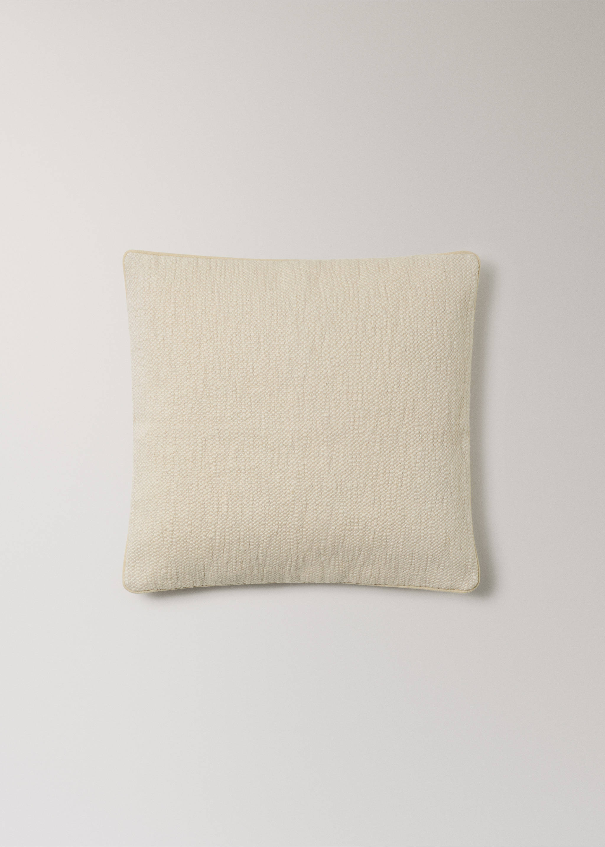Capa de almofada decorativa de algodão com textura e acabamento de debrum 50X50 cm - Artigo sem modelo, Cru. Ref: 27003328-00.