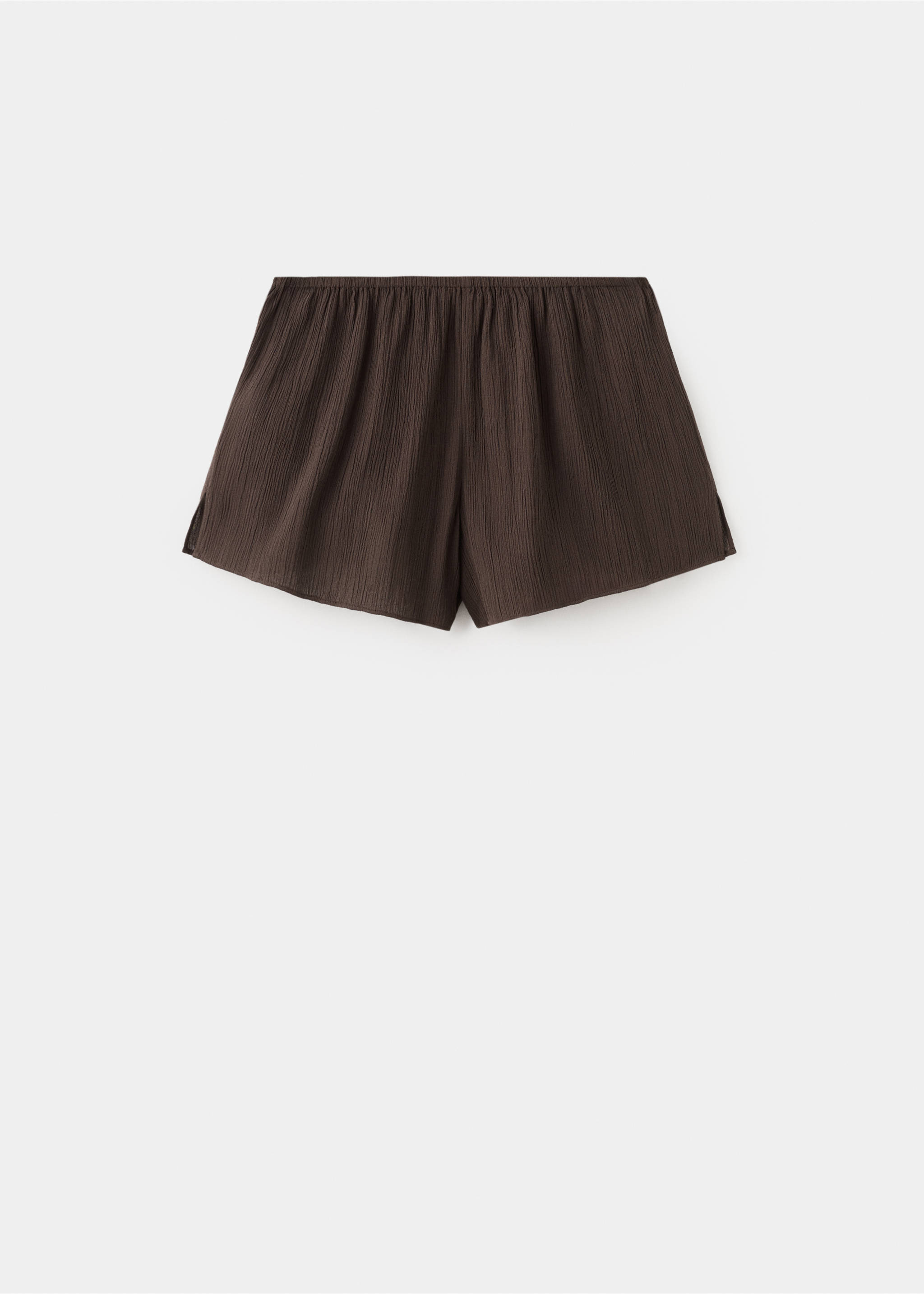 Fluid cotton gauze short - Article without model, Chocolate. Ref: 27003331-00.