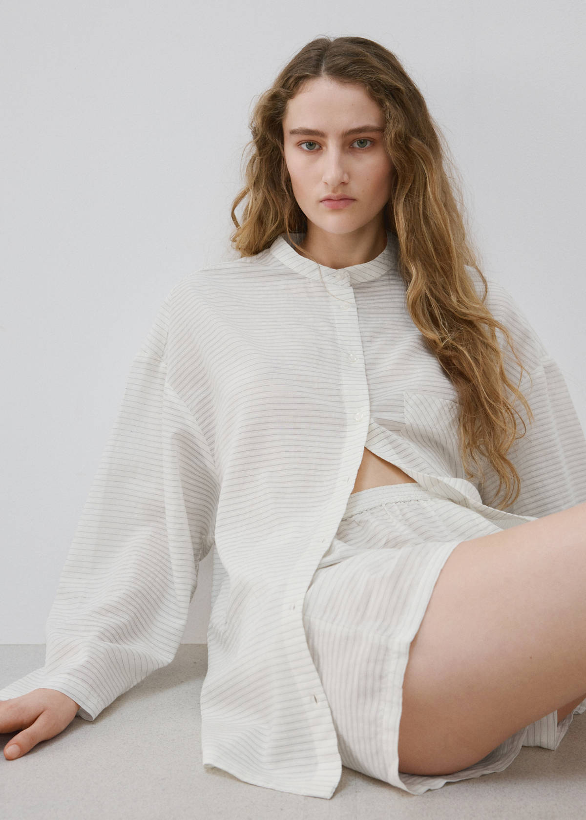 Striped pyjama shorts — White