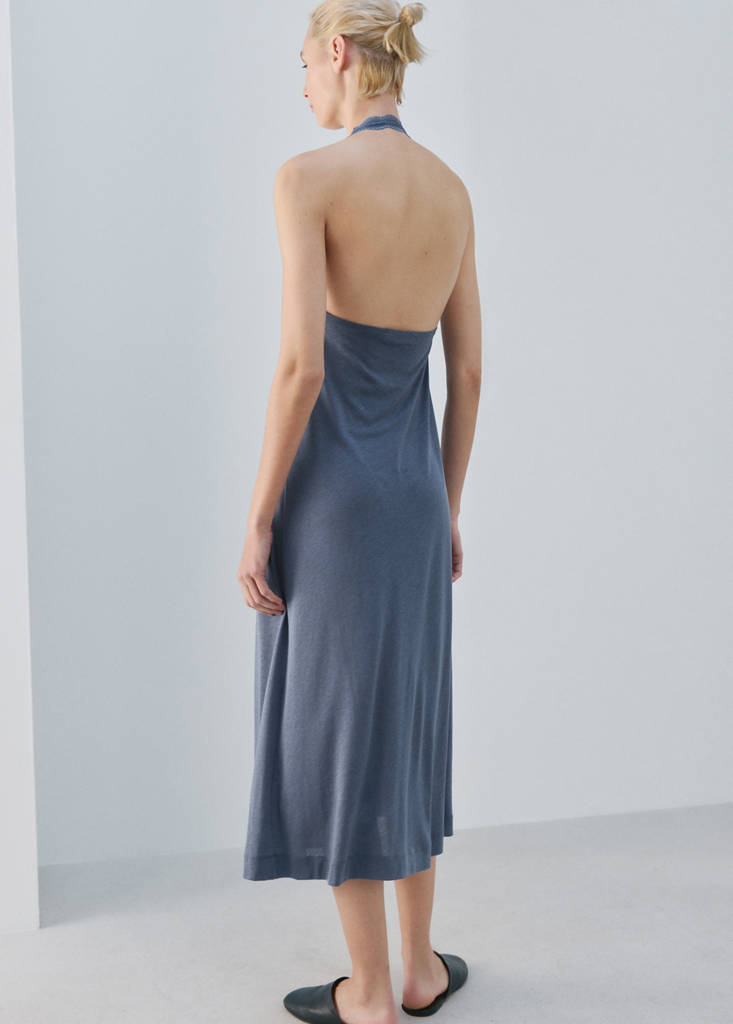 Lace nightdress with back scoop neckline — Blue