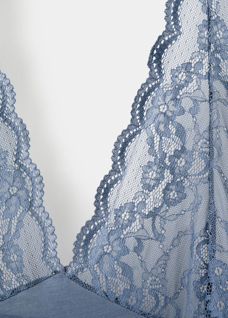 Lace nightdress with back scoop neckline — Blue