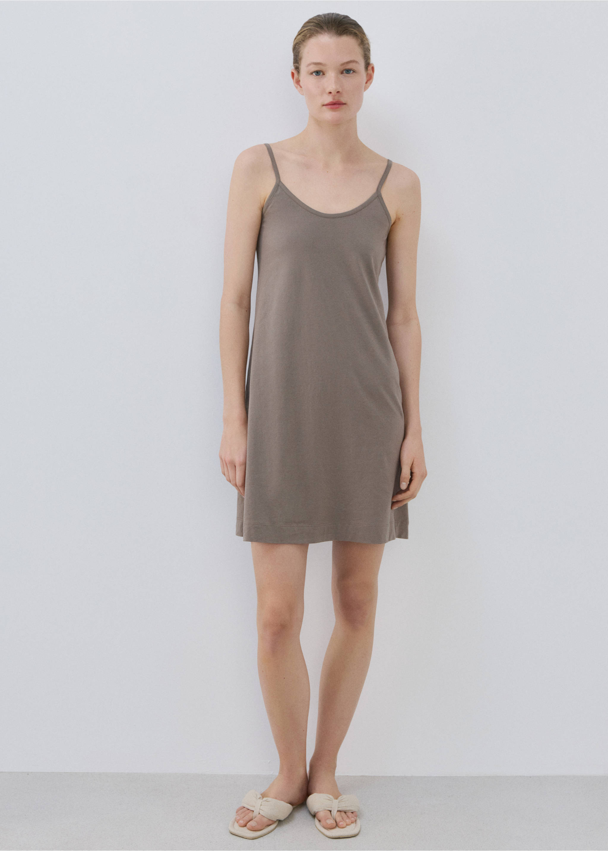 Light cotton nightdress - General plane, Medium Brown. Ref: 27003338-00.