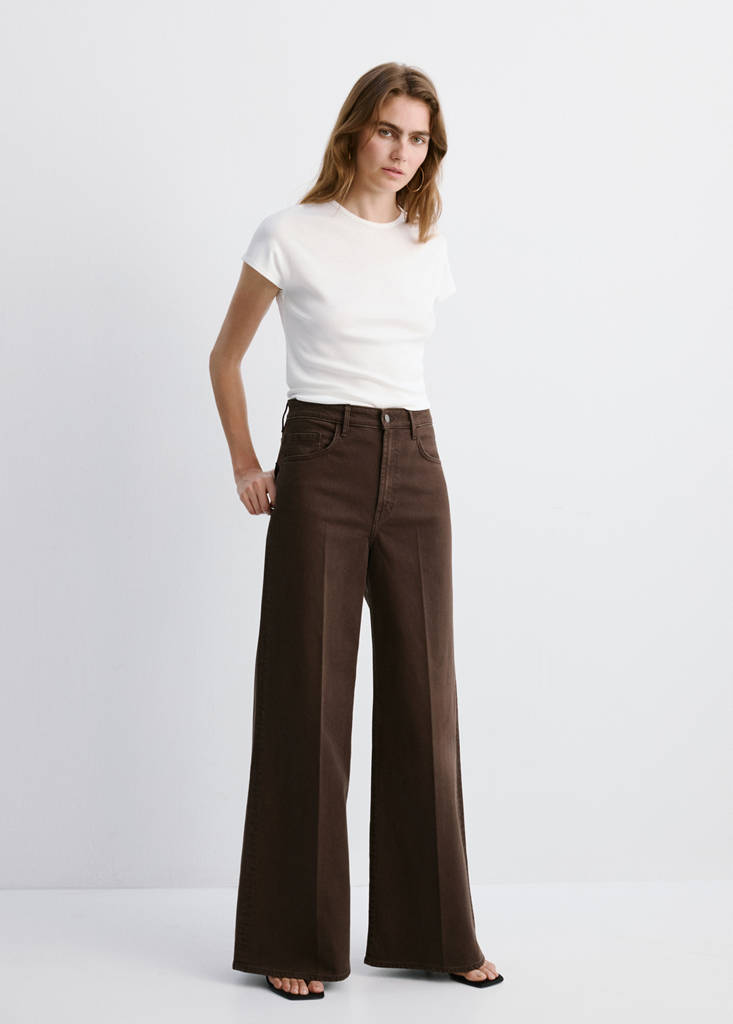 High-waisted wideleg jeans — Chocolate