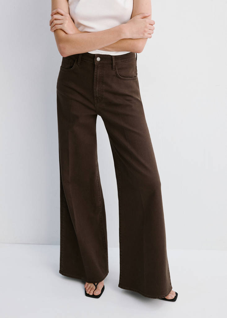 High-waisted wideleg jeans — Chocolate