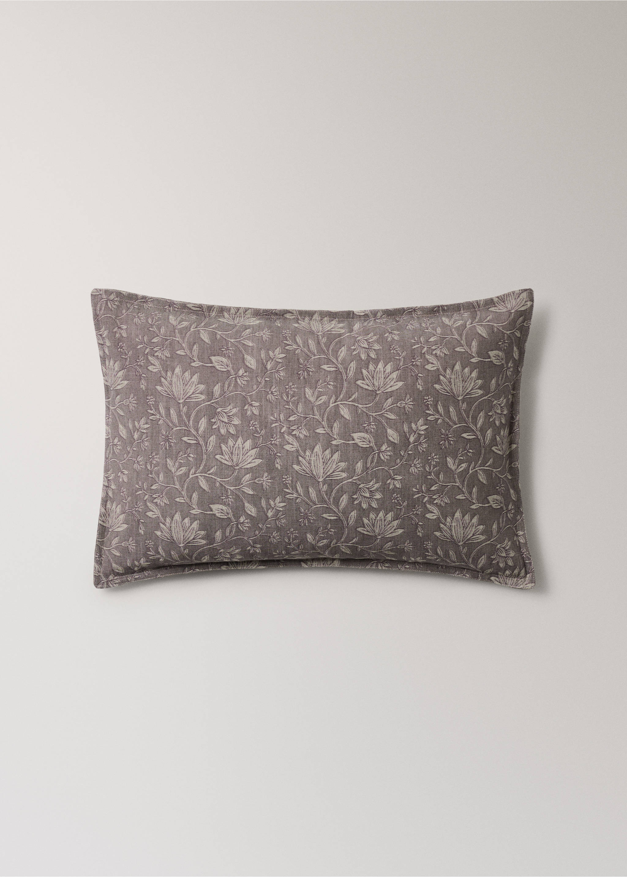 Block print linen cotton cushion cover 40x60cm - Article without model, Purple. Ref: 27003354-00.