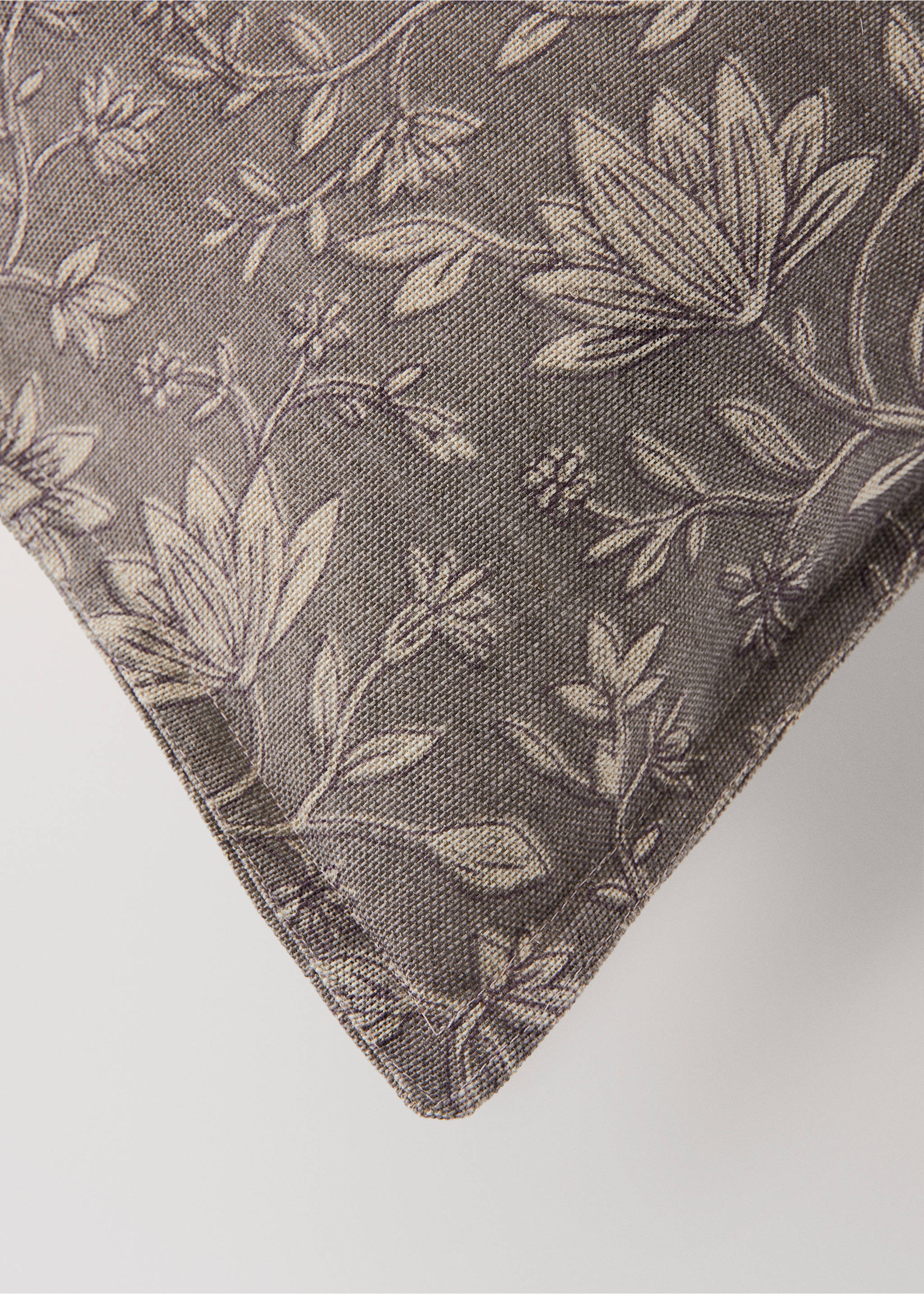 Block print linen cotton cushion cover 40x60cm - Details of the article 1, Purple. Ref: 27003354-00.