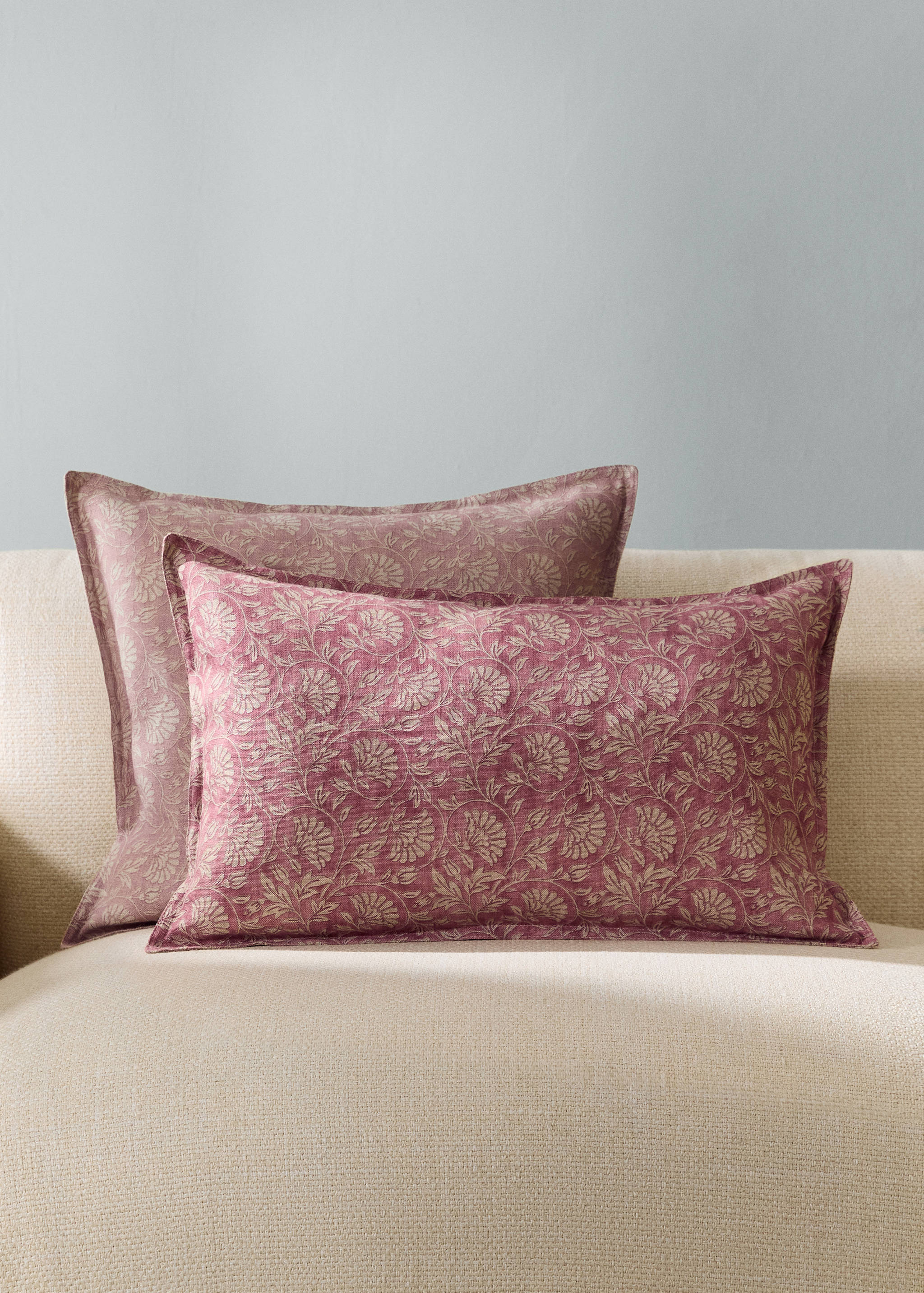 Housse de coussin lin coton à motif floral 40x60 cm - Plan général