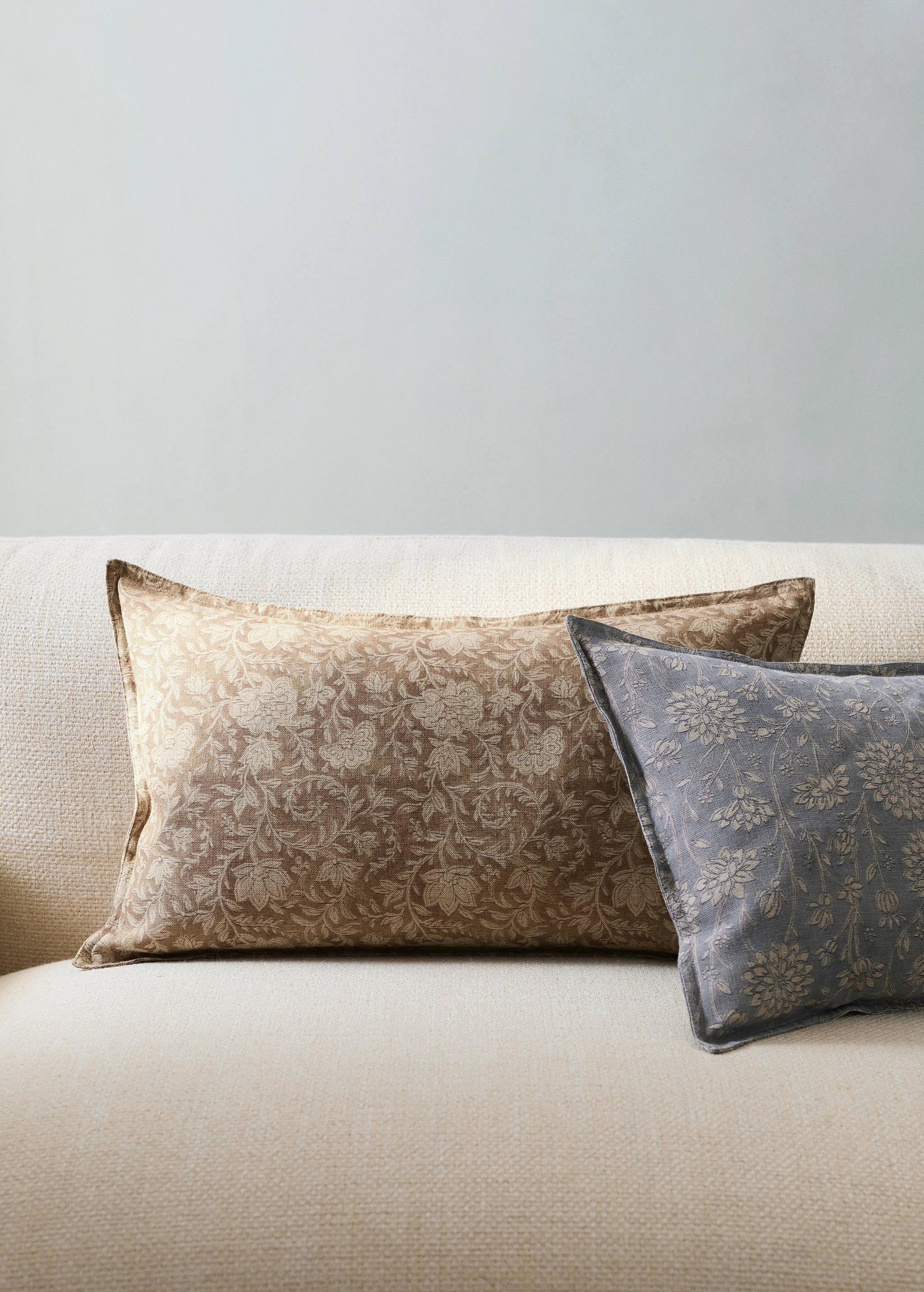 Housse de coussin lin coton imprimé floral 40x60 cm - Plan général