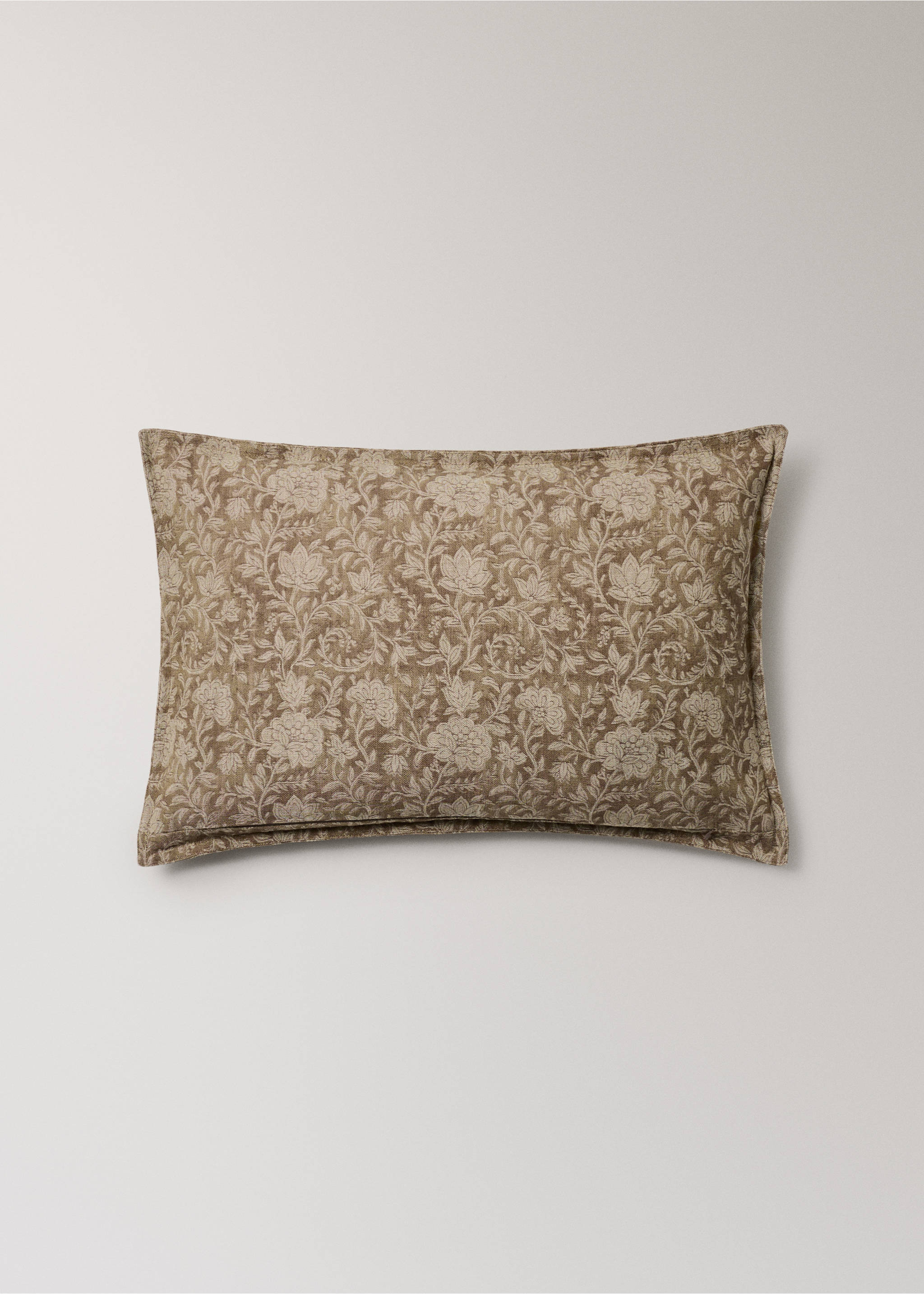 Kissenbezug aus Leinen und Baumwolle mit Blumenmuster, 40 x 60 cm - Detail des Artikels 4, Bräunliches Orange. Ref: 27003358-00.
