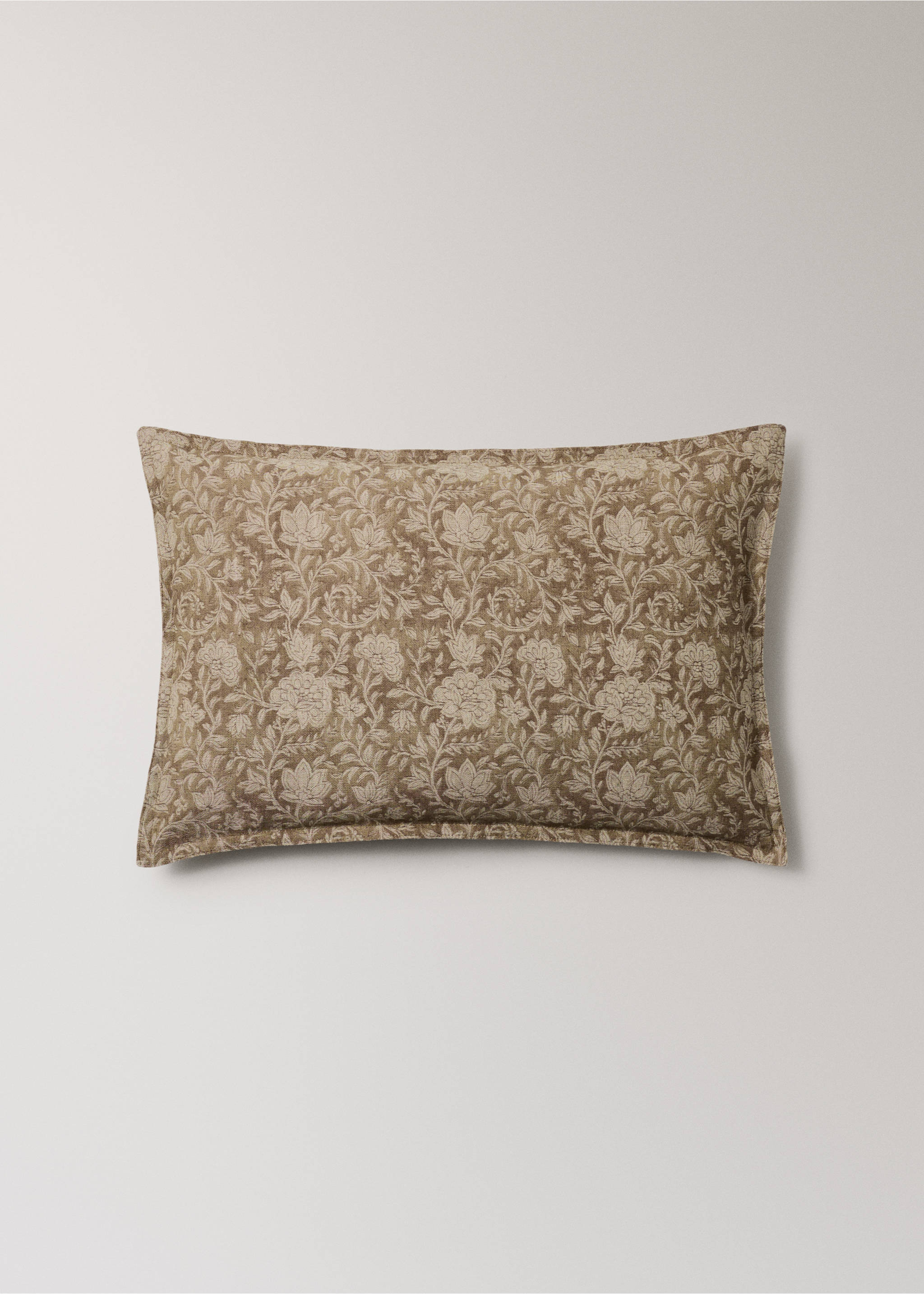 Floral print linen cotton cushion cover 40x60 cm - Article without model, Burnt Orange. Ref: 27003358-00.