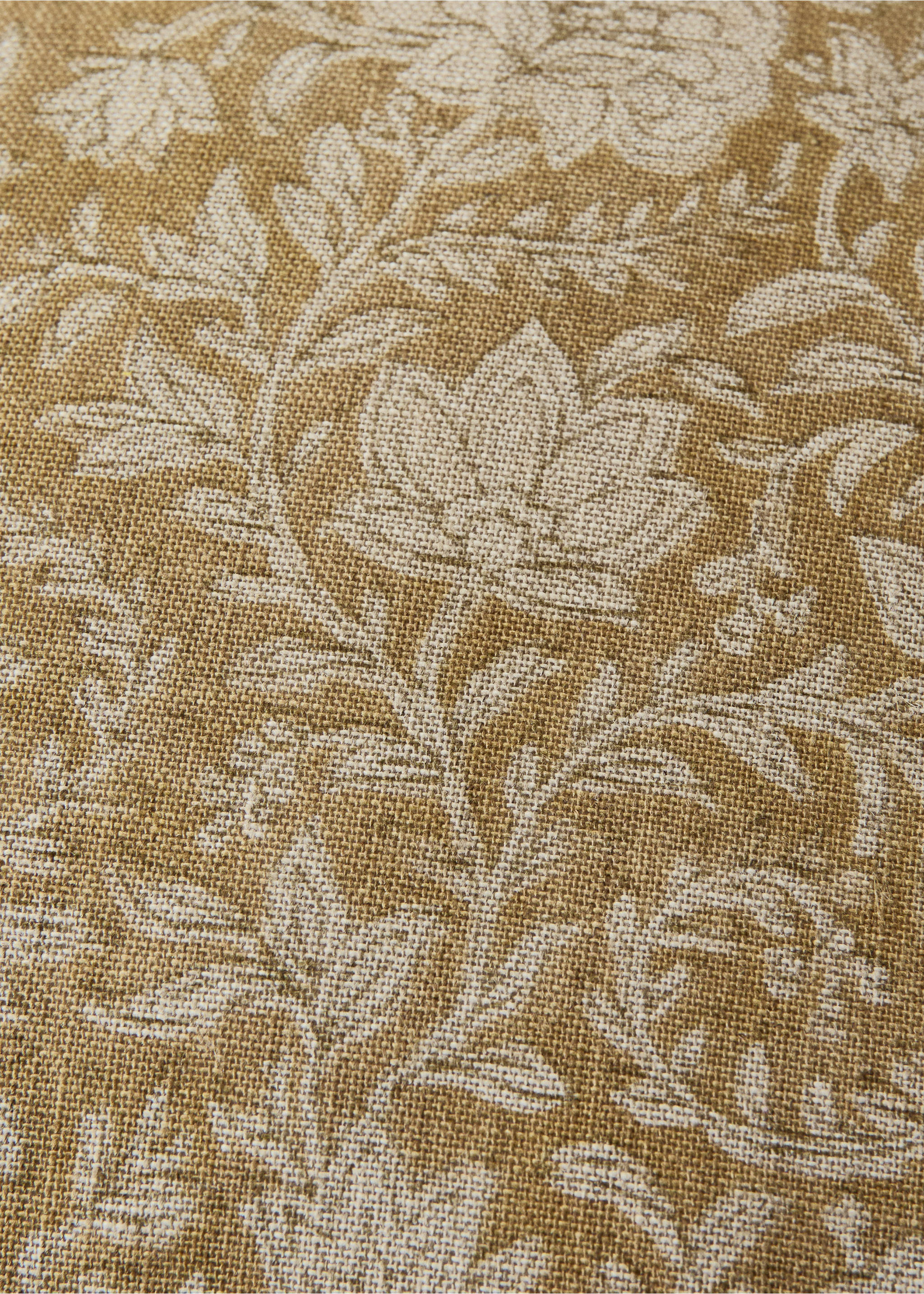 Capa de almofada decorativa de linho e algodão com estampado floral 50 x 50 cm - Pormenor do artigo 3, Mostarda. Ref: 27003359-00.