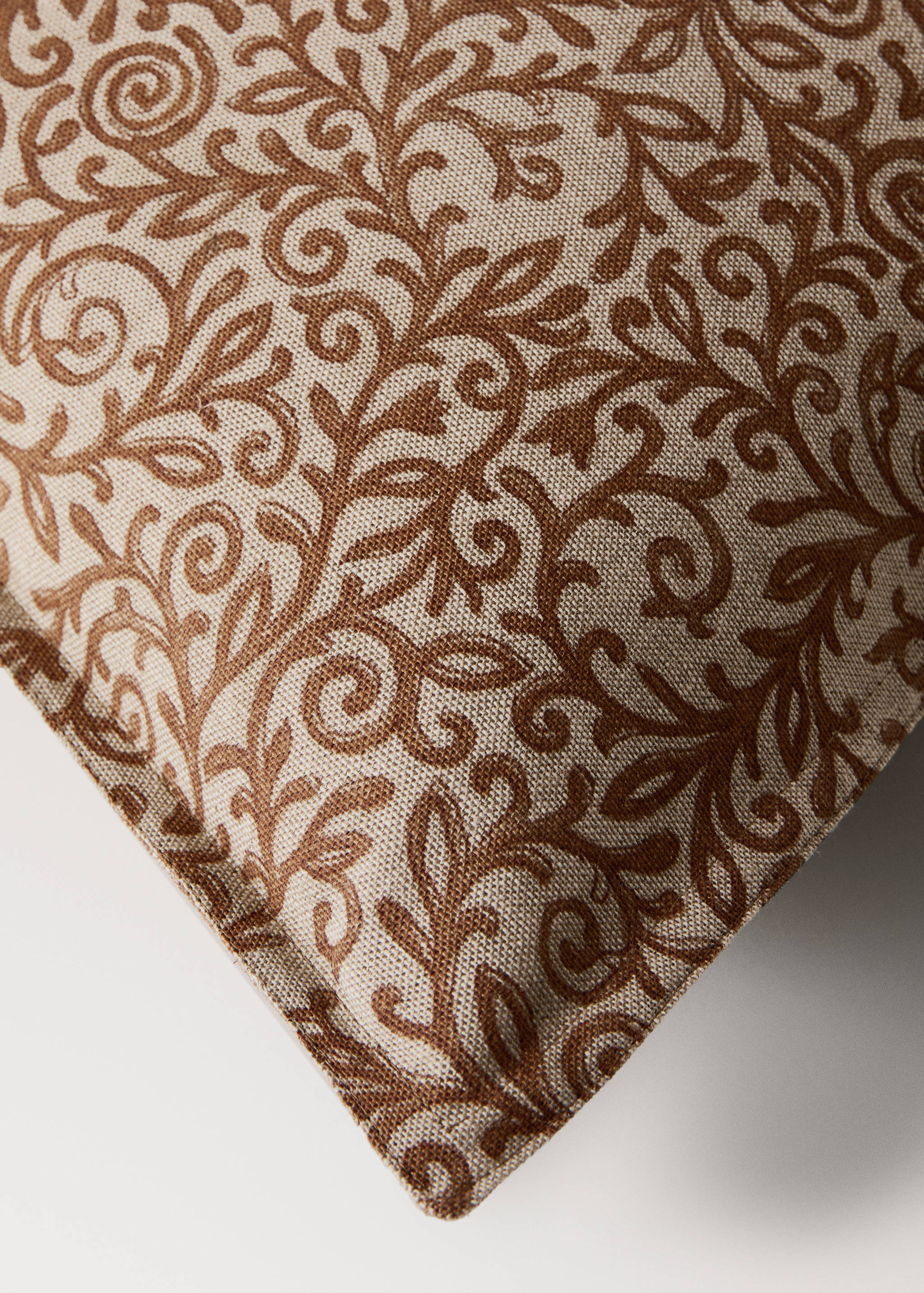 Linen cotton cushion cover with leaf pattern 50x50cm - Details of the article 1