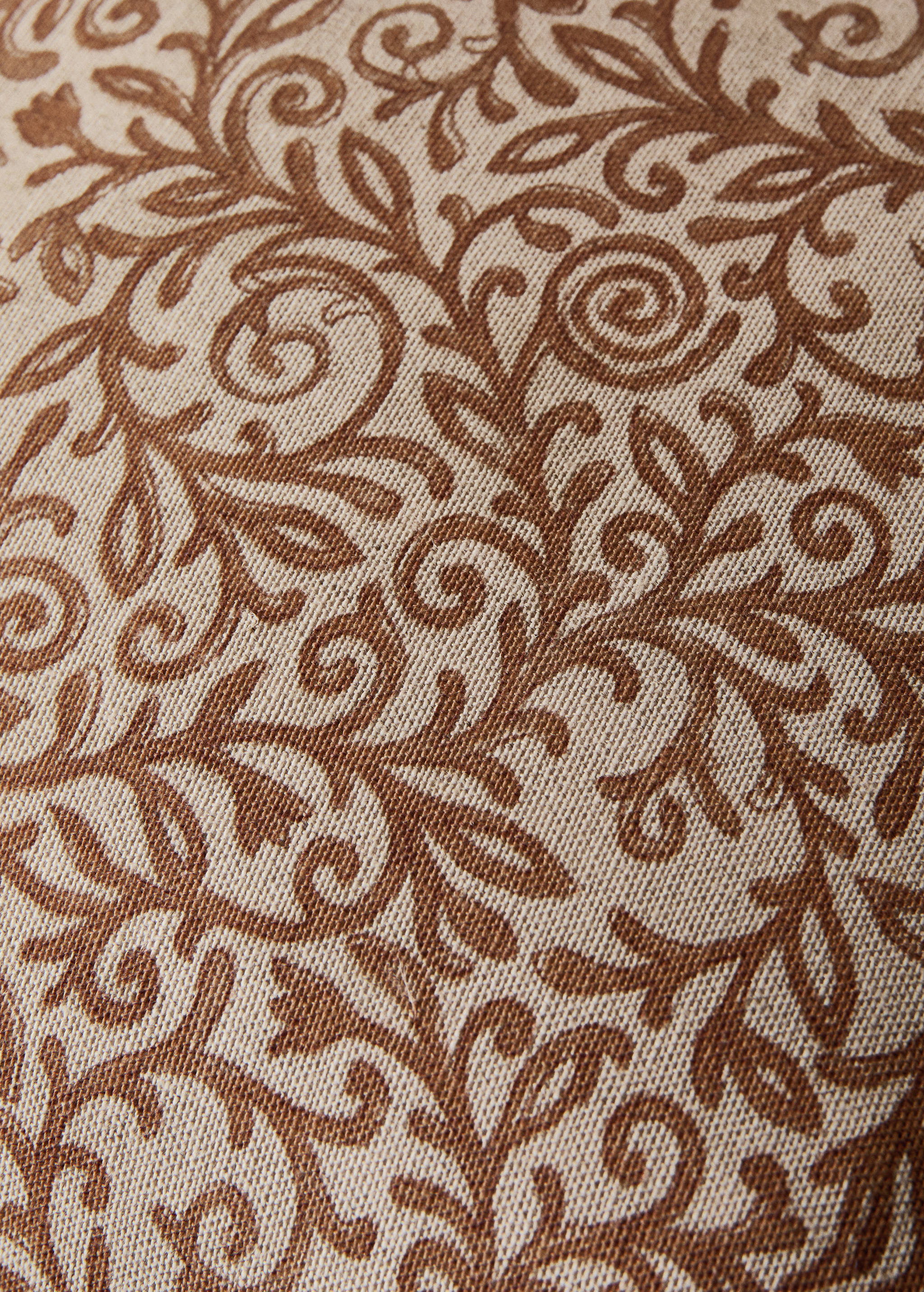 Linen cotton cushion cover with leaf pattern 50x50cm - Details of the article 3