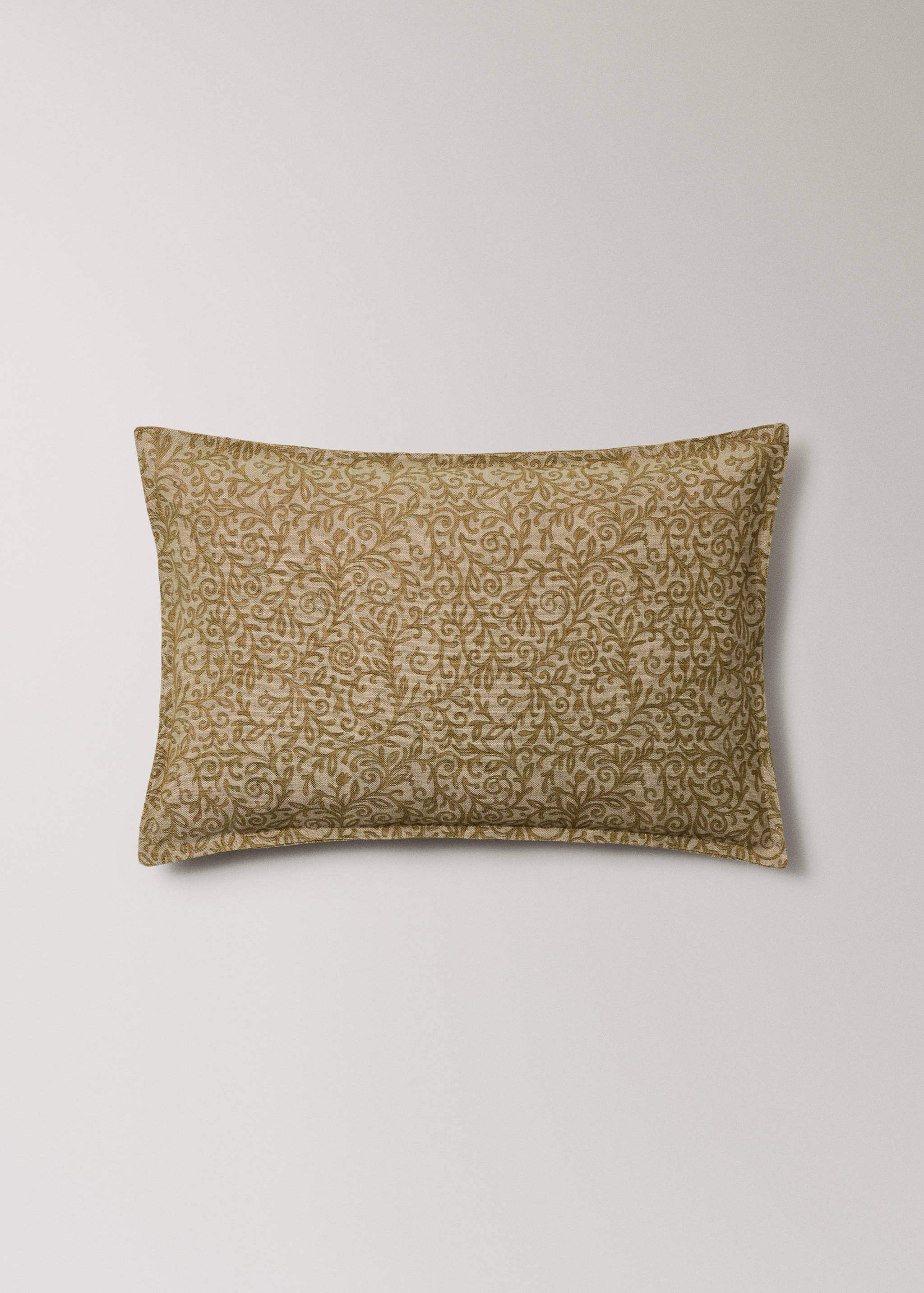 Linen cotton cushion cover with leaf print 40x60 cm - Article without model