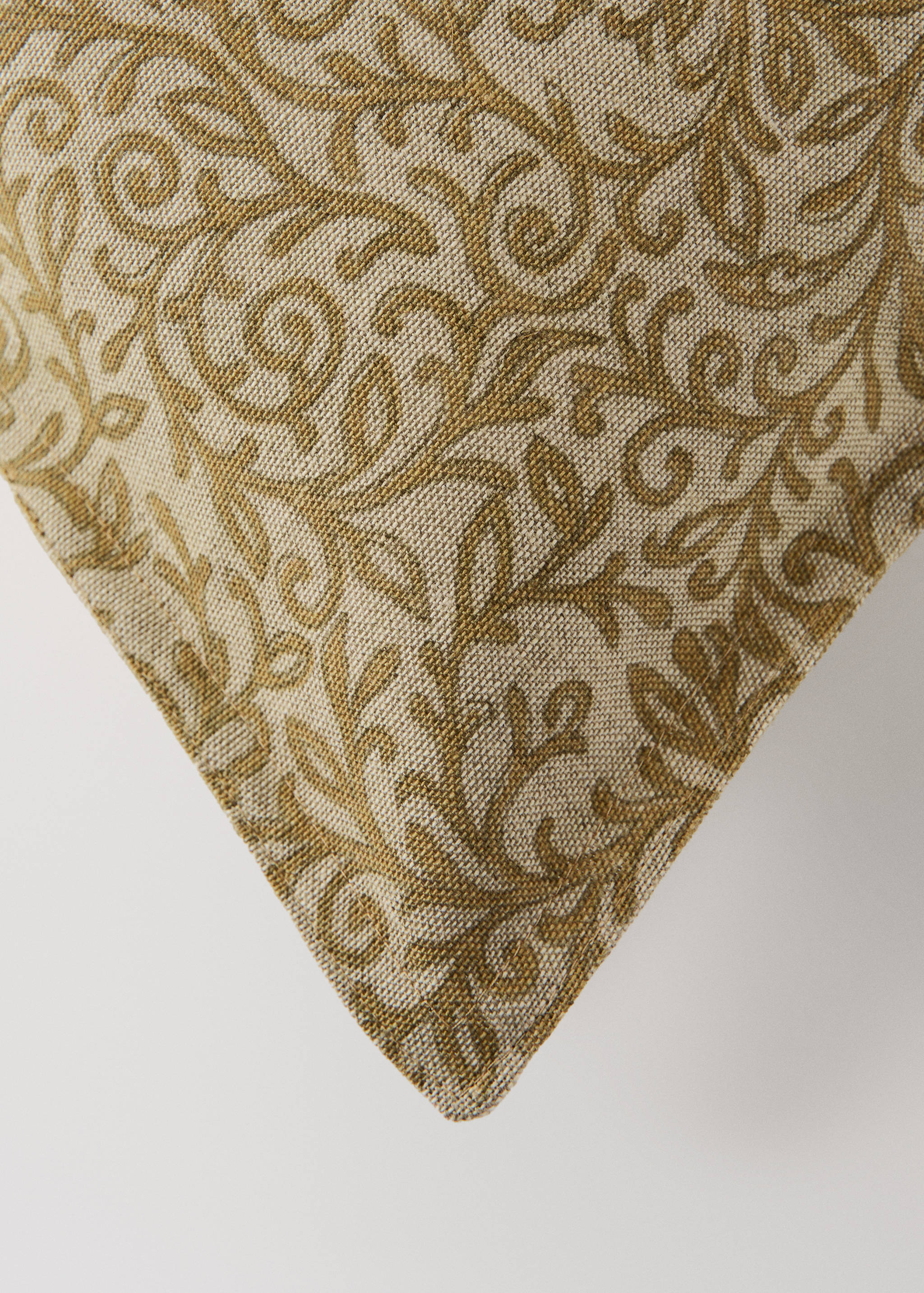 Linen cotton cushion cover with leaf print 40x60 cm - Details of the article 1