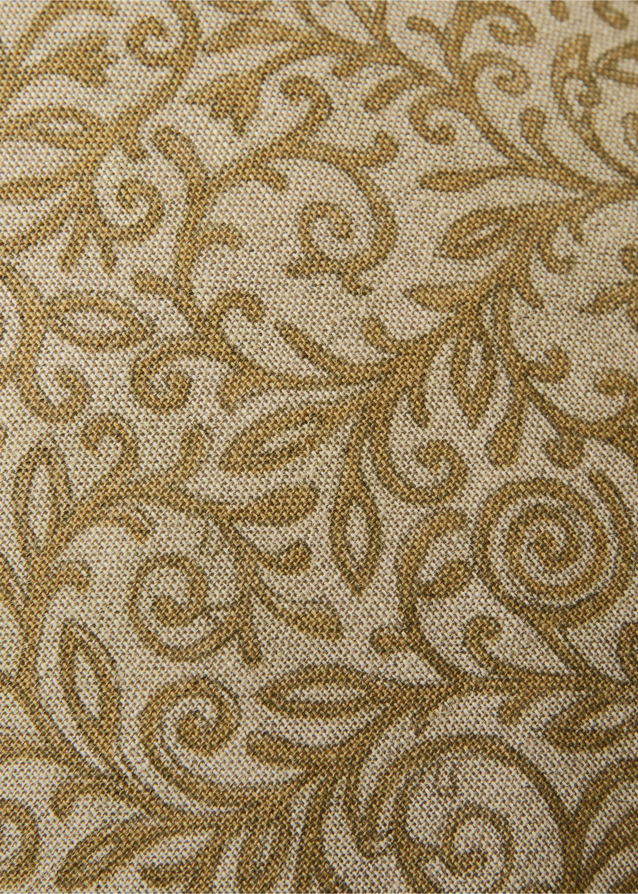 Povlak na polštářek s potiskem listů len a bavlna 40x60cm - Detail zboží 3, Hořčice. Ref: 27003361-00.