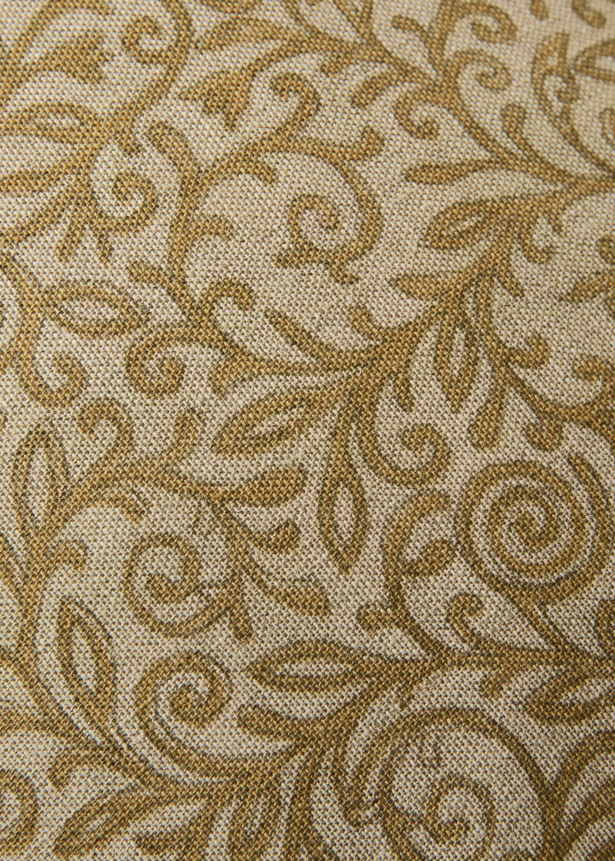 Linen cotton cushion cover with leaf print 40x60 cm - Details of the article 3