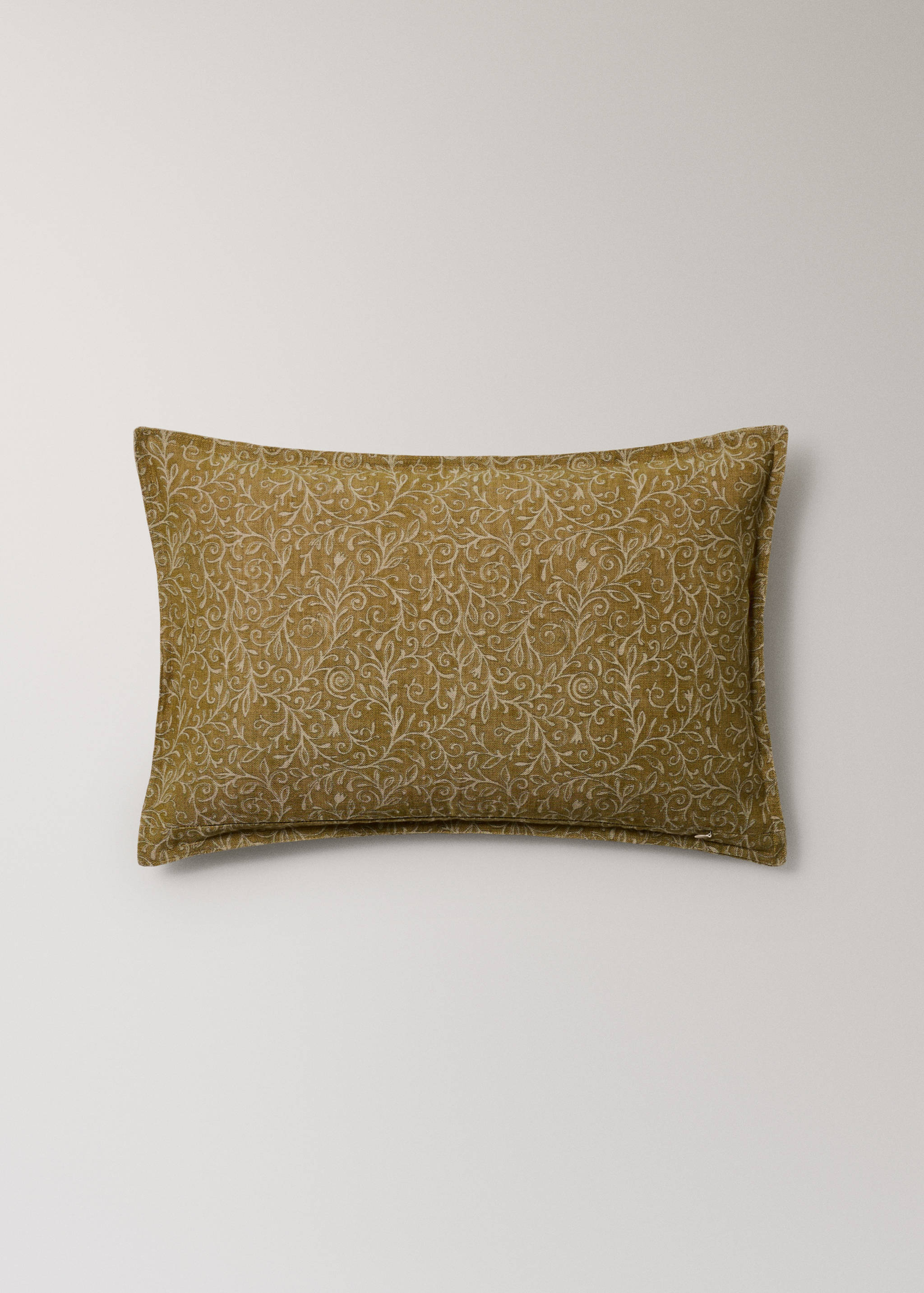 Linen cotton cushion cover with leaf print 40x60 cm - Details of the article 4