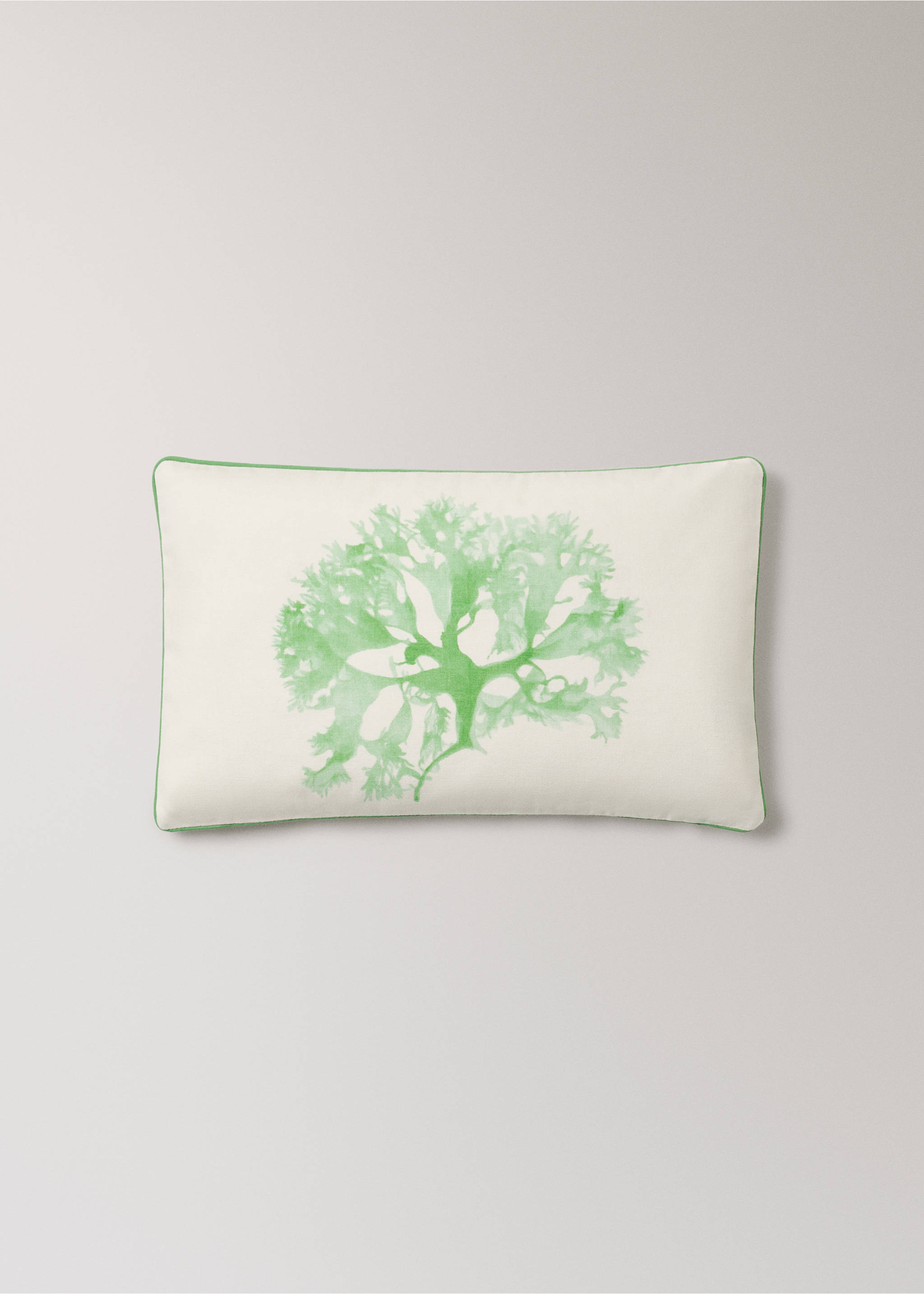 Coral print cotton cushion cover 30x50 cm - Article without model, Green. Ref: 27003362-00.