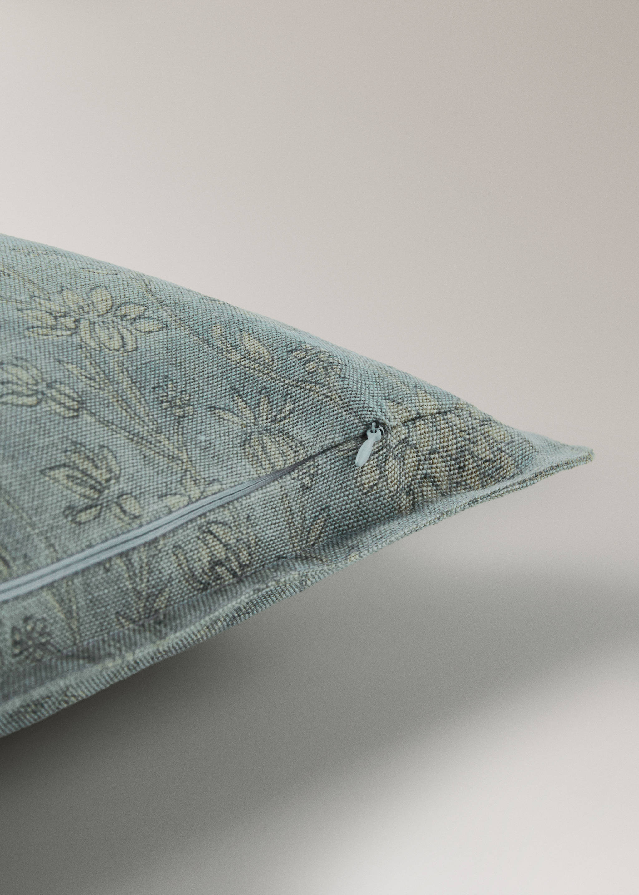 Housse de coussin en lin coton motif floral double surpiqûre 50x50 cm - Détail de l'article 2