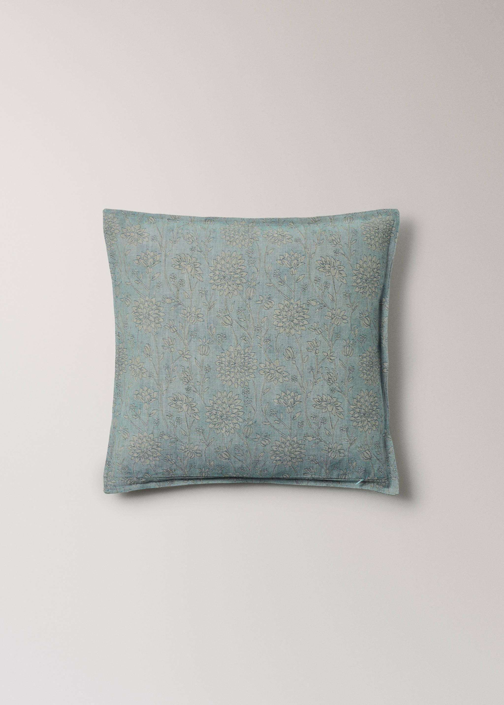 Housse de coussin en lin coton motif floral double surpiqûre 50x50 cm - Détail de l'article 4