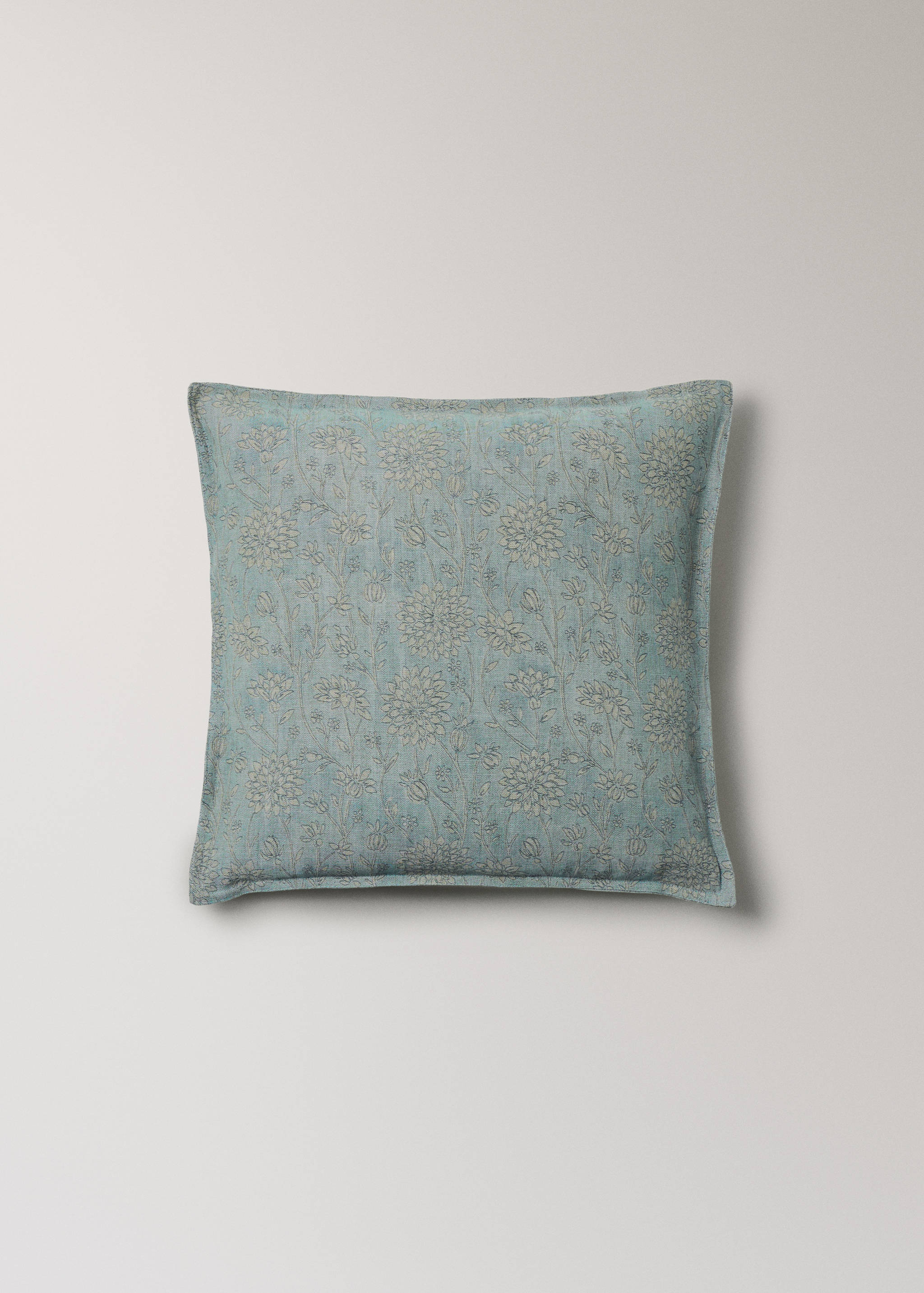 Floral double-stitched linen-cotton cushion cover 50x50cm - Article without model