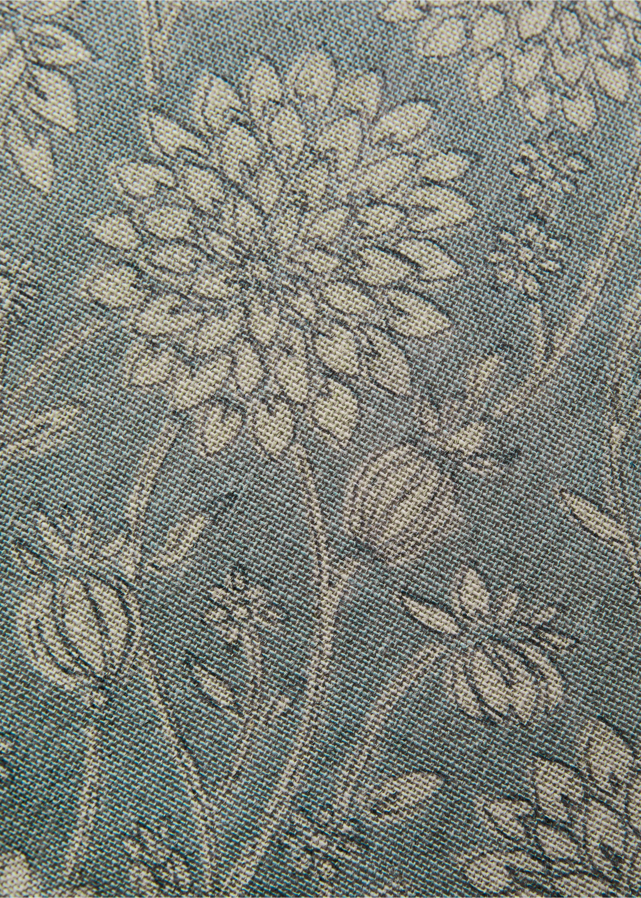 Blommigt kuddfodral i linne och bomull med dubbelstickning 40x60cm - Detaljer om artikeln 3, Blå. Ref: 27003367-00.