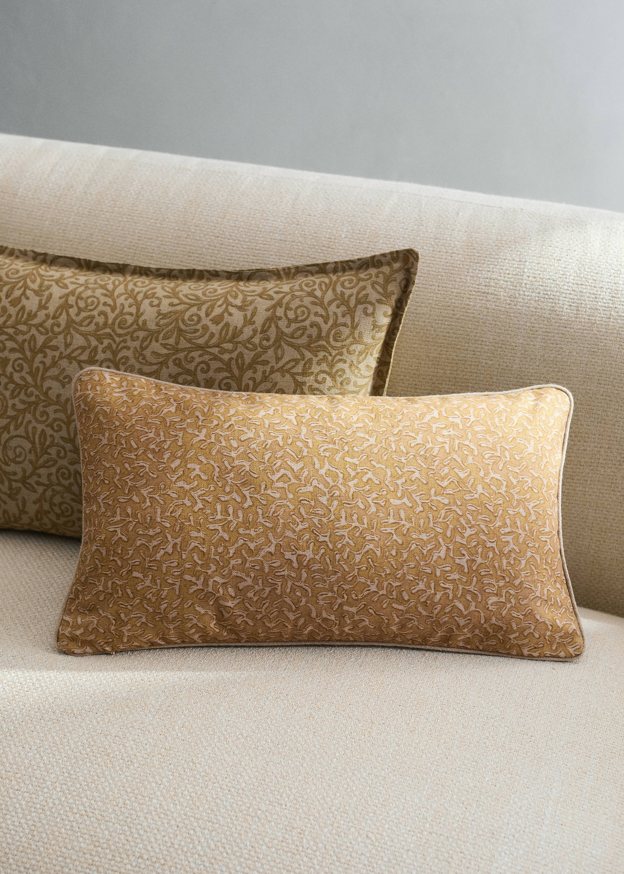 Natural printed cotton cushion cover 30x50cm - General plane