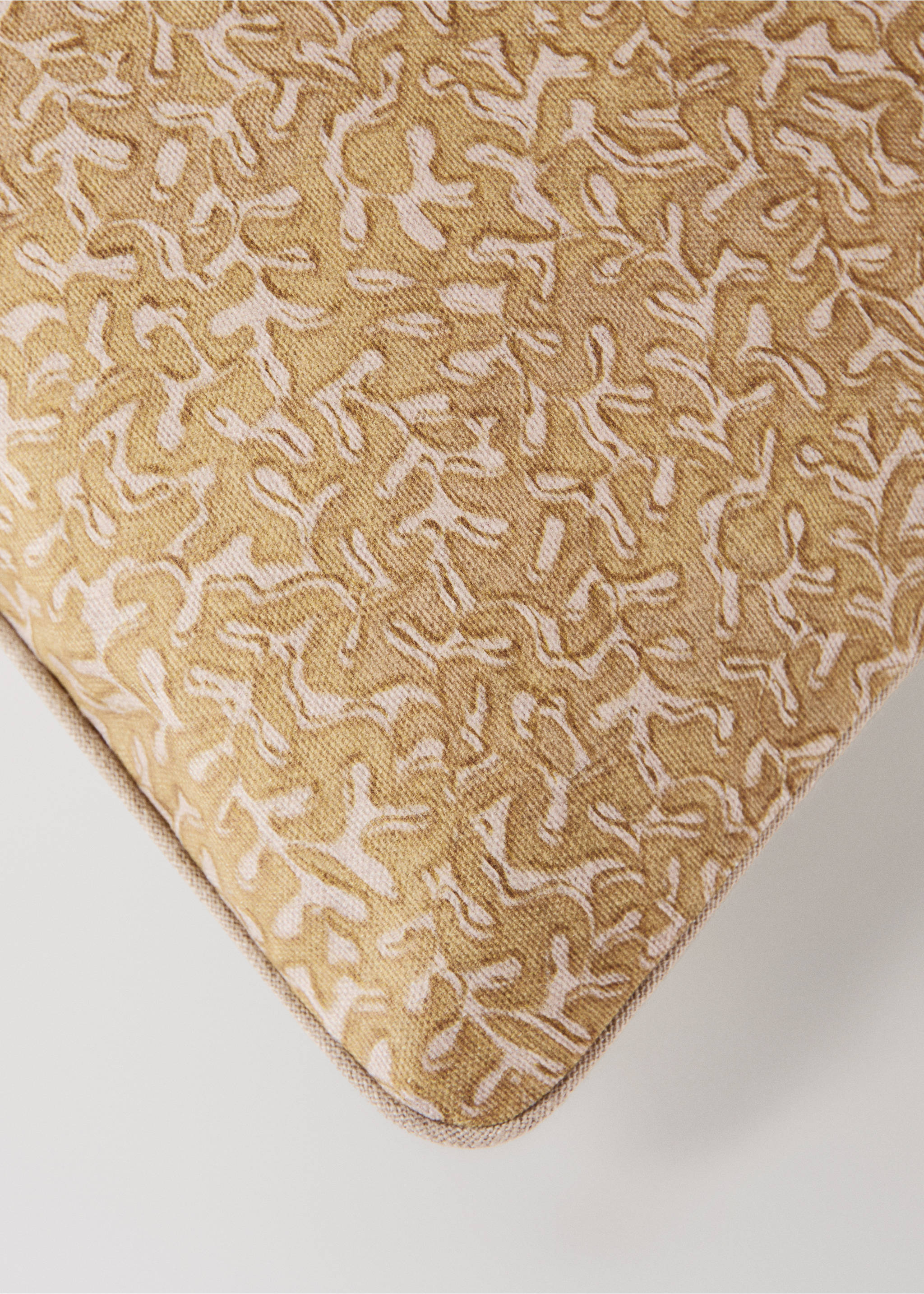 Natural printed cotton cushion cover 30x50cm - Details of the article 1, Mustard. Ref: 27003368-00.