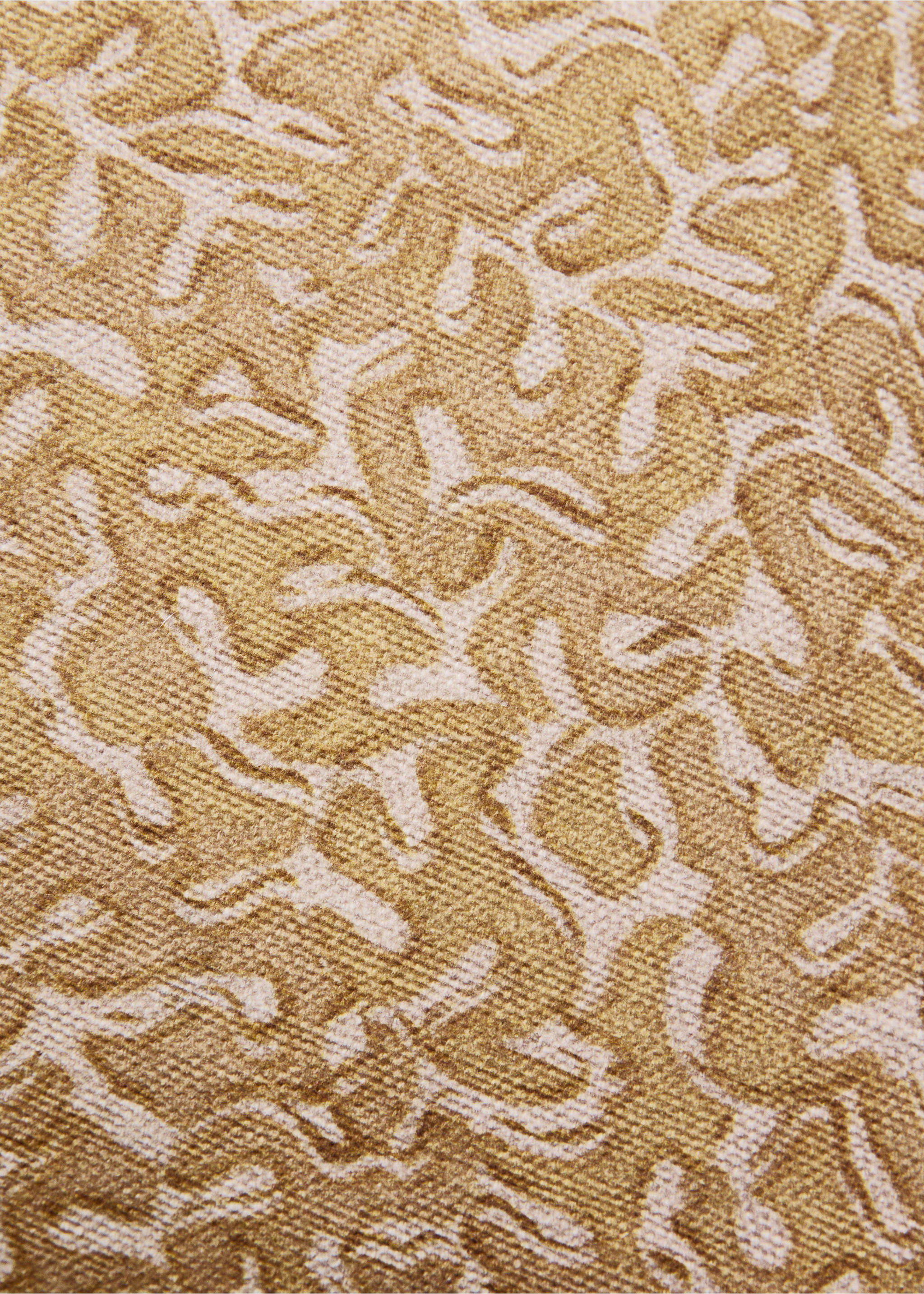 Natural printed cotton cushion cover 30x50cm - Details of the article 3, Mustard. Ref: 27003368-00.