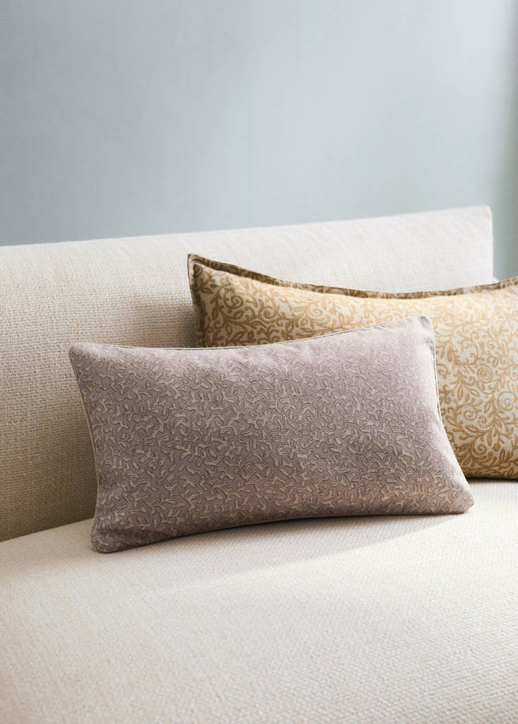 Natural printed cotton cushion cover 30x50 cm — Lilac