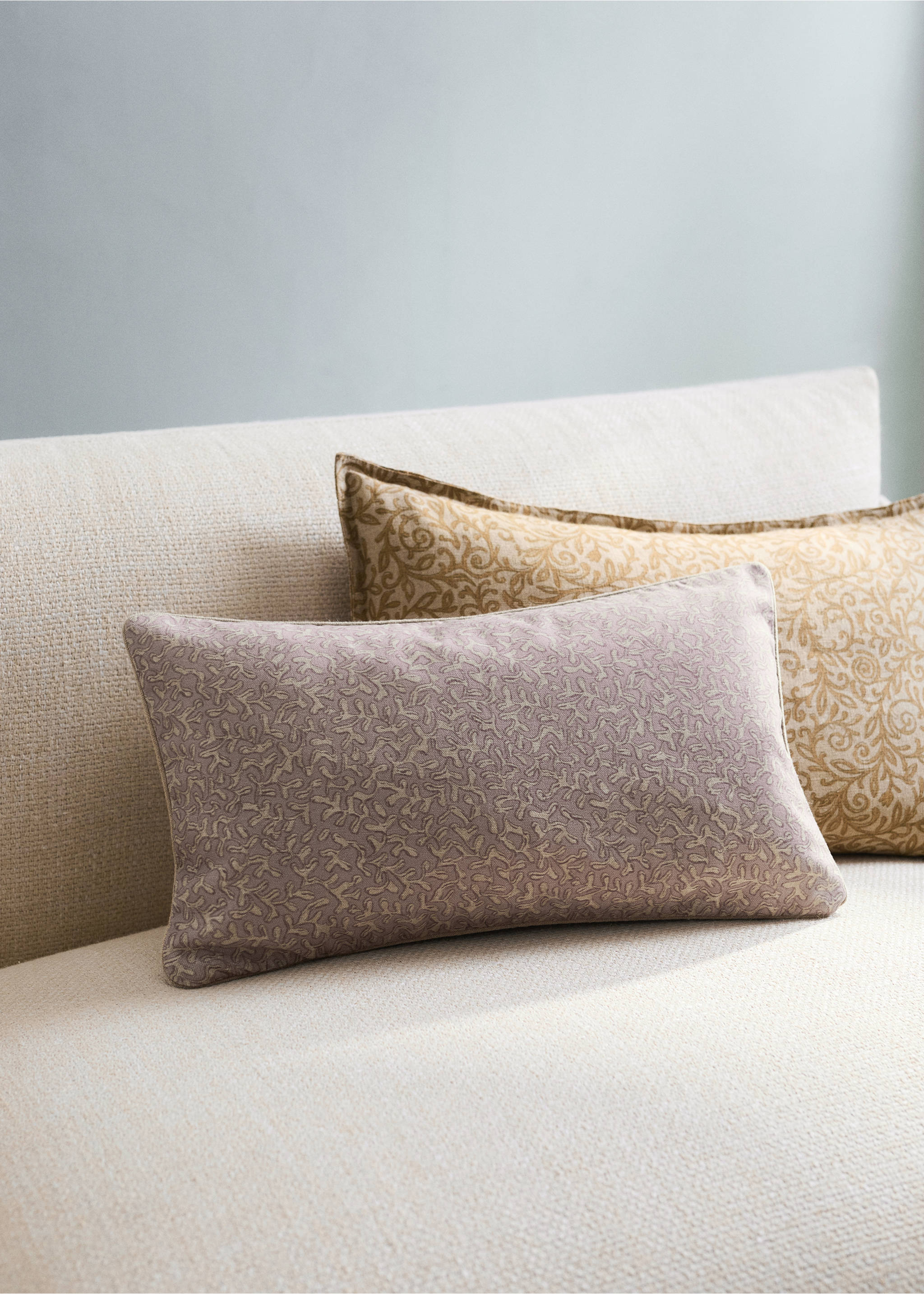 Natural printed cotton cushion cover 30x50cm - General plane, Lilac. Ref: 27003368-00.