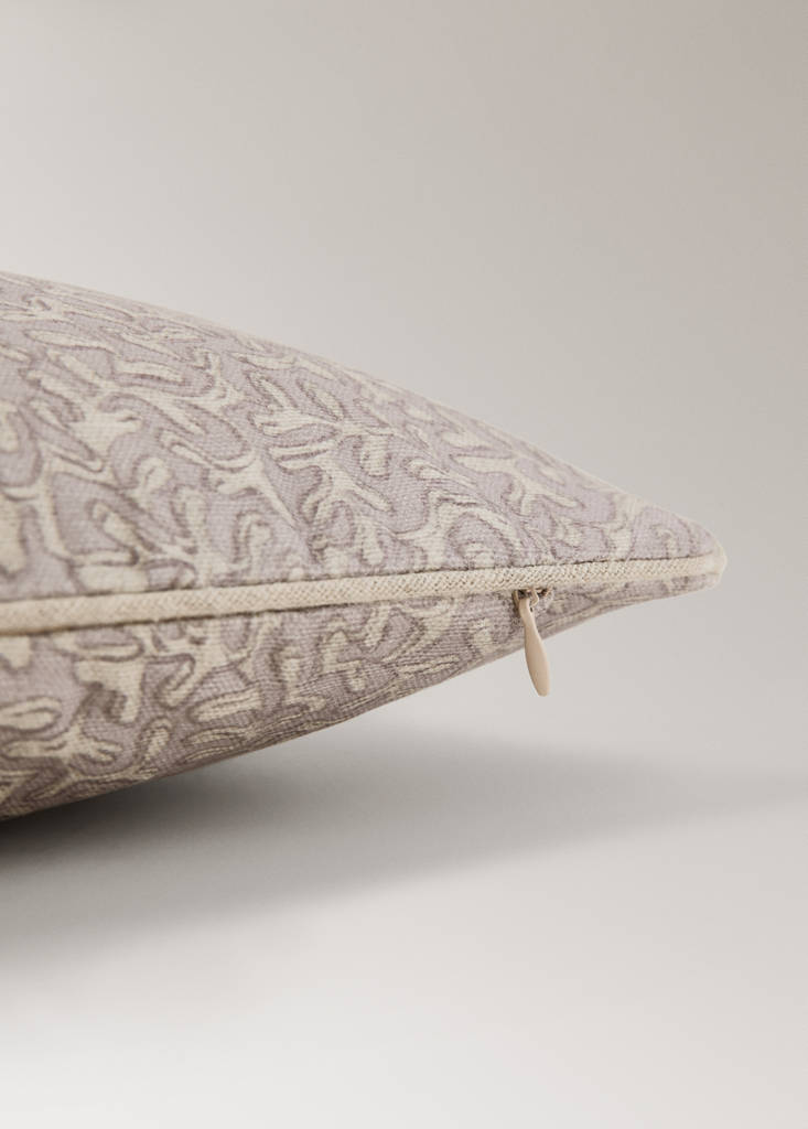 Natural printed cotton cushion cover 30x50 cm — Lilac